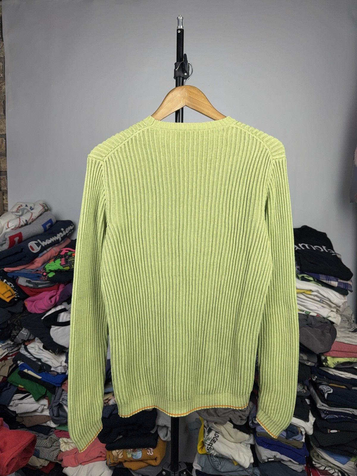 Hugo Boss Avant Garde 00s Hugo Boss Green Ribbed Knit Cotton Sweater Size US M / EU 48-50 / 2 - 9 Thumbnail
