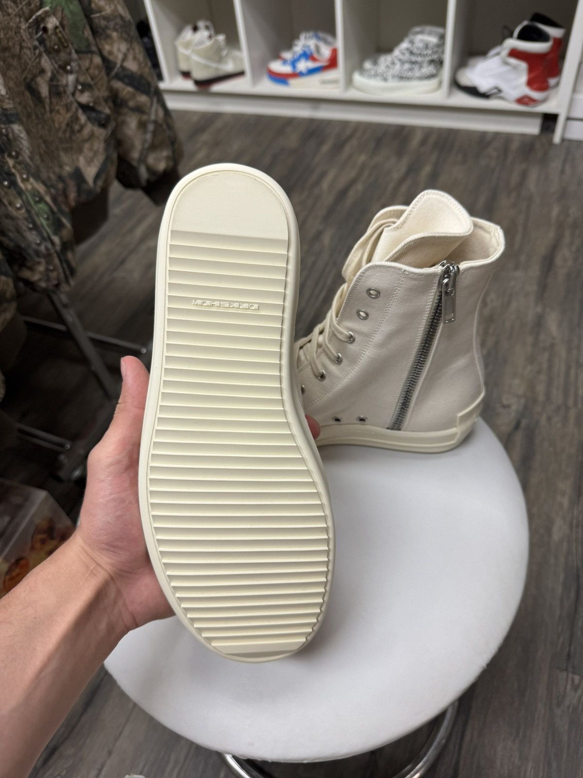 Rick Owens Rick Owens DRKSHDW Ramone Hi Top Milk *RARE^ Size US 9.5 / EU 42-43 - 6 Thumbnail