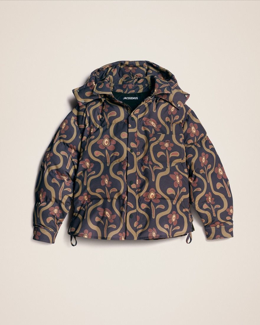 Jacquemus o1mle0625 La doudoune Chemise Jacket in Print Brown Flowers Size US M / EU 48-50 / 2 - 1 Thumbnail