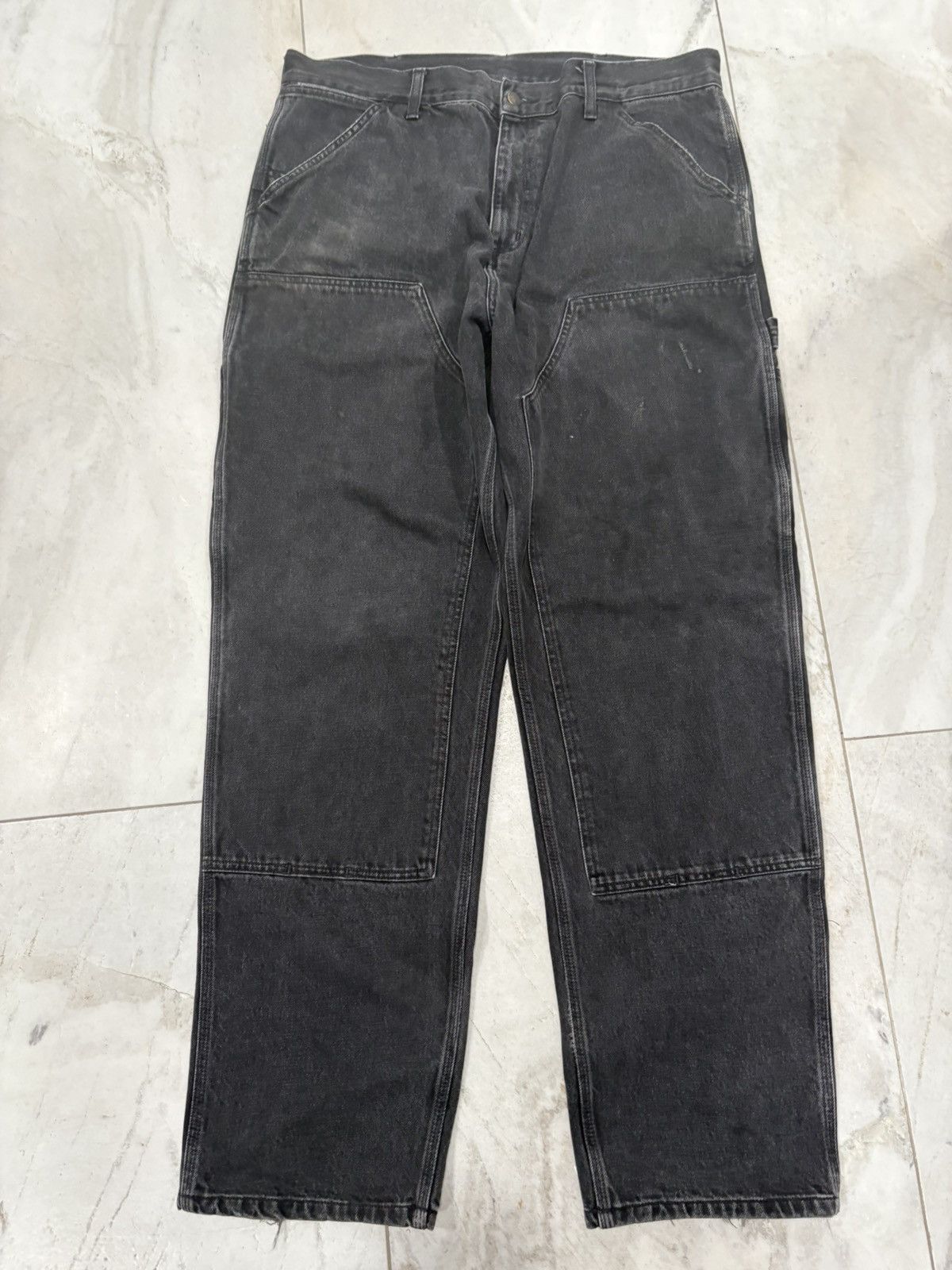 Carhartt Vintage Black Carhartt Double knees Faded Distressed Size US 36 / EU 52 - 1 Thumbnail