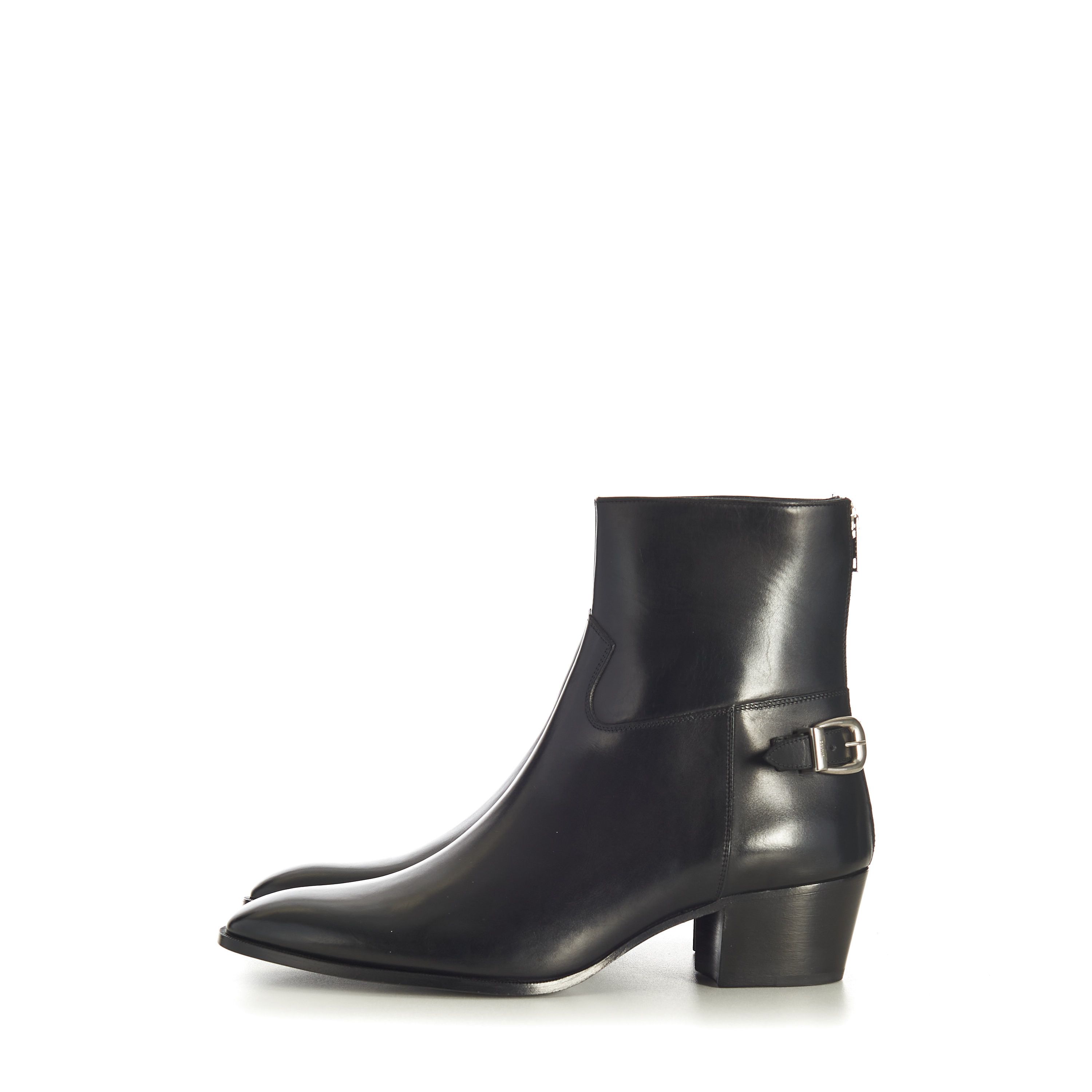 Celine Black Leather Zipped Isaac Ankle Boots - Back Buckle Size US 9 / EU 42 - 5 Thumbnail