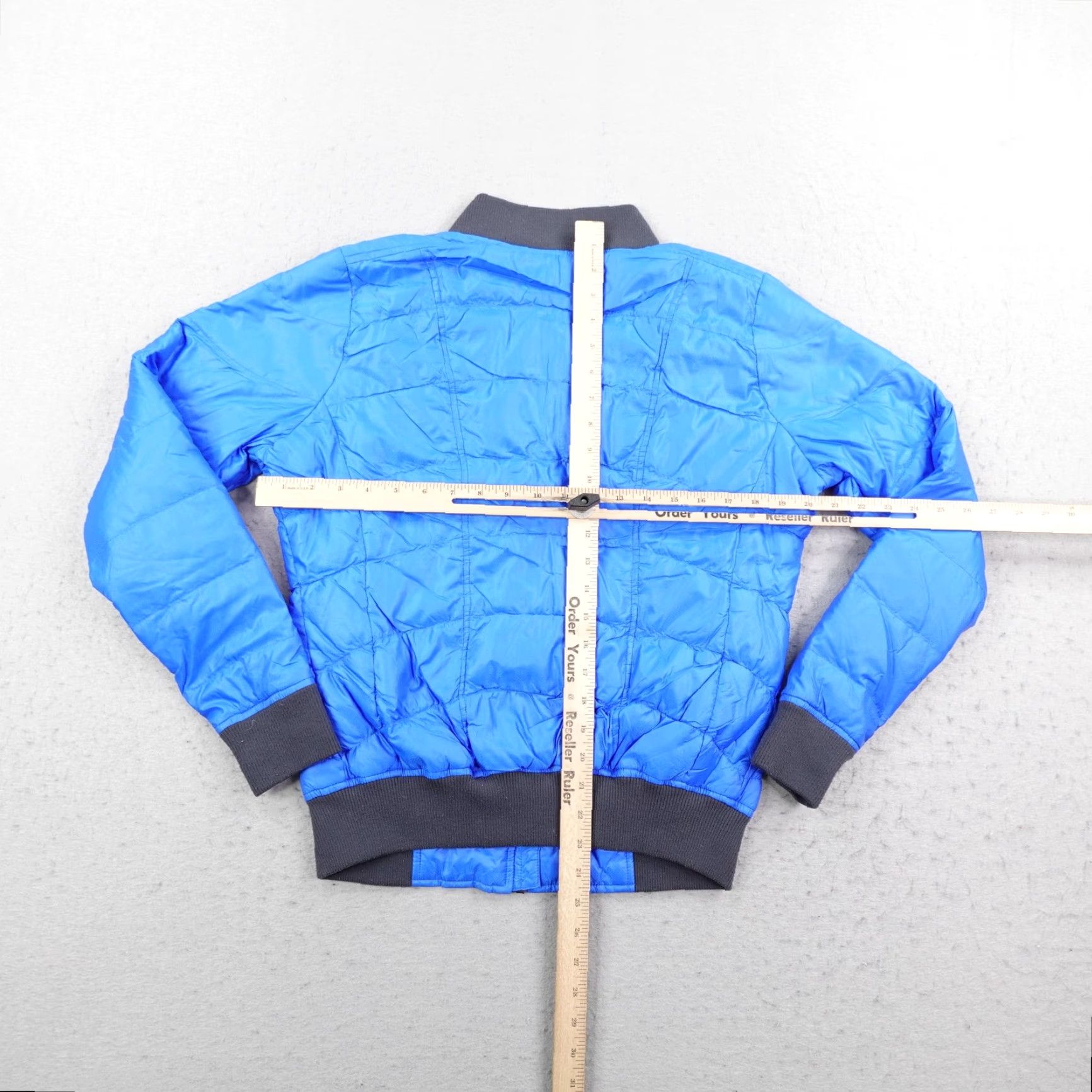 Athleta Athleta Jacket Womens Medium Blue Dobby Goose Down Puffer Quilted Bomber Coat Size M / US 6-8 / IT 42-44 - 4 Thumbnail