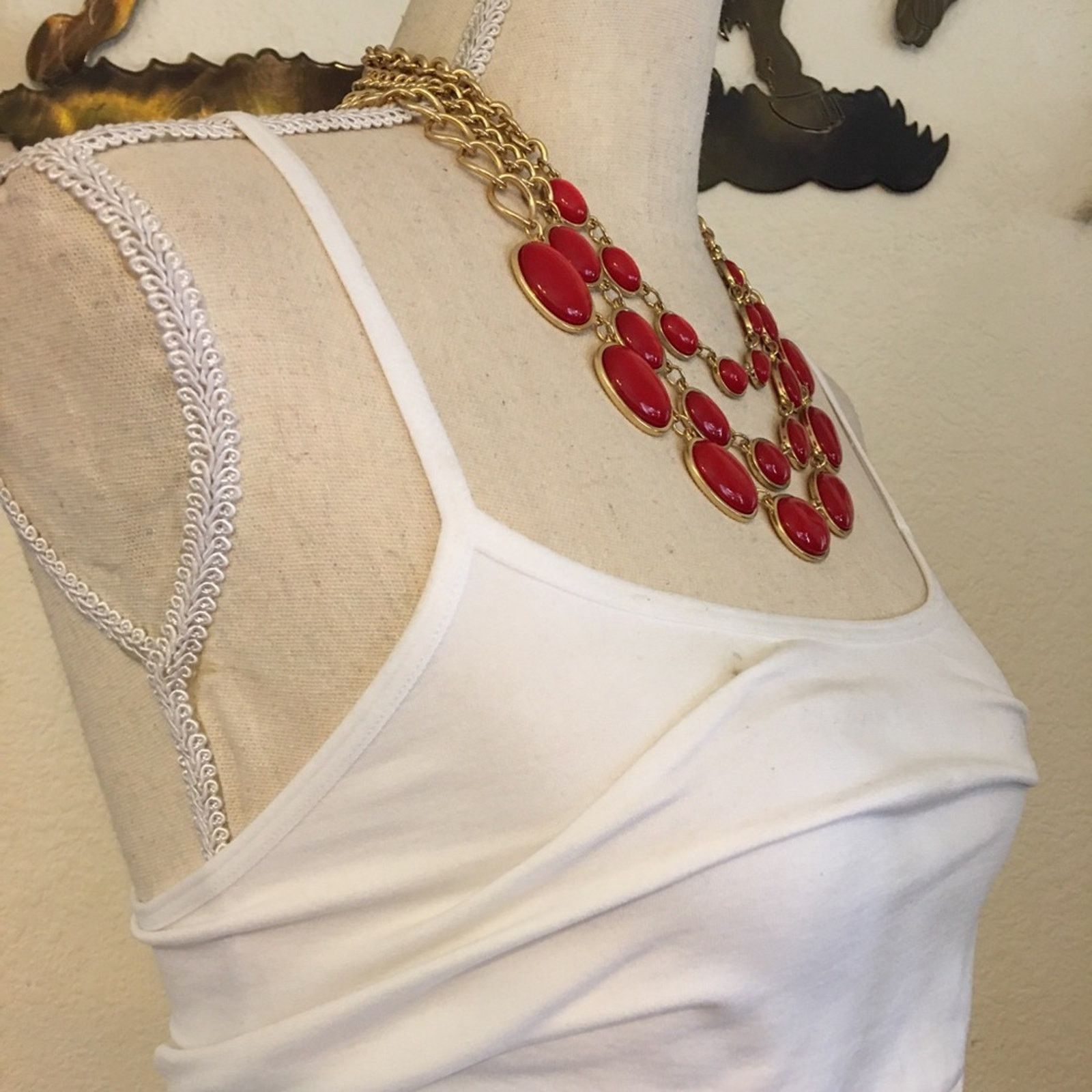 Jewelry Candy apple red cabochon tiered necklace Size ONE SIZE - 2 Thumbnail