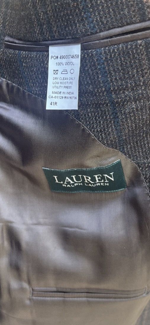 Lauren Ralph Lauren Lauren Ralph Lauren Brown Checkered Wool Blazer - 42R Size 42R - 6 Thumbnail