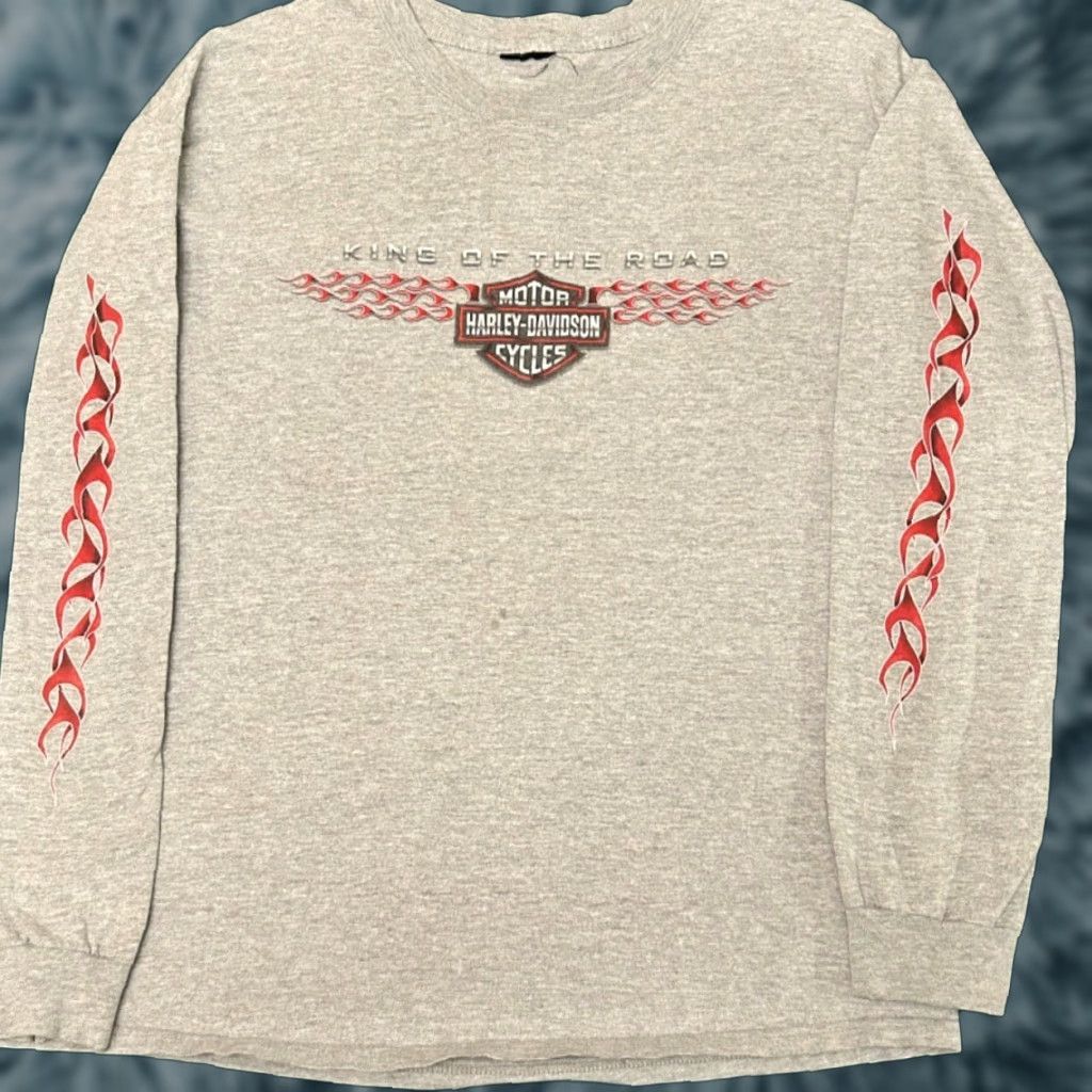 Harley Davidson VINTAGE Harley-Davidson Long Sleeve Shirt XL Gray 90s Y2K Maryland Mens Shirt Size US XL / EU 56 / 4 - 1 Thumbnail