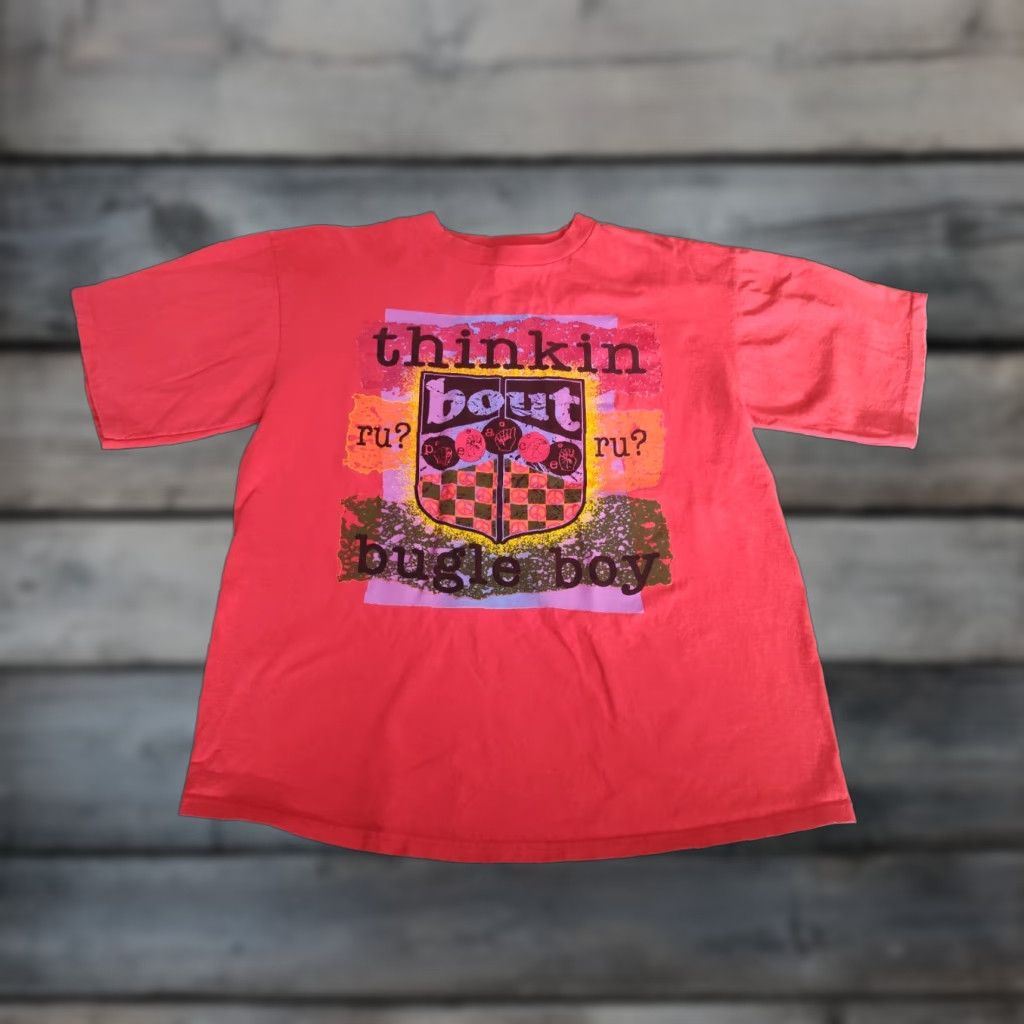 Bugle Boy VINTAGE Bugle Boy Men's T-Shirt 90s Graphic Print Crew Neck Short Sleeve Made in USA Red Sz L Size US L / EU 52-54 / 3 - 1 Thumbnail