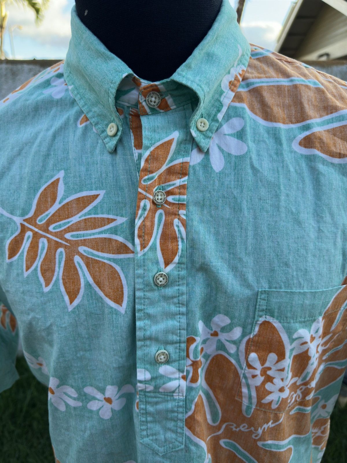 Reyn Spooner PreOwned Reyn Spooner Classic Green/Orange Hawaiian Men's L Size US L / EU 52-54 / 3 - 3 Thumbnail