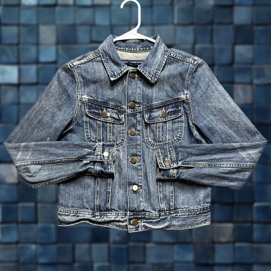 Ralph Lauren VINTAGE Ralph Lauren Jacket Womens XS Blue Denim Distressed 90s Trucker Jean GUC Size 26" / US 2 / IT 38 - 1 Thumbnail