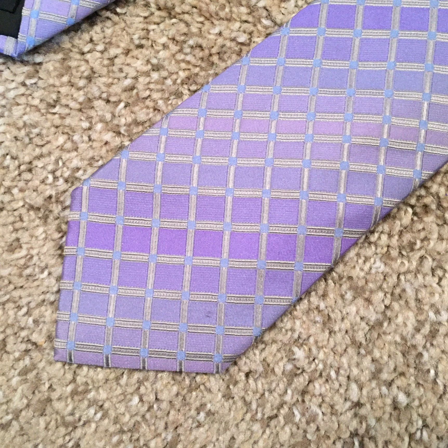 Kenneth Cole Kenneth Cole Reaction Purple Check 100% Silk Neck Tie Size ONE SIZE - 3 Thumbnail