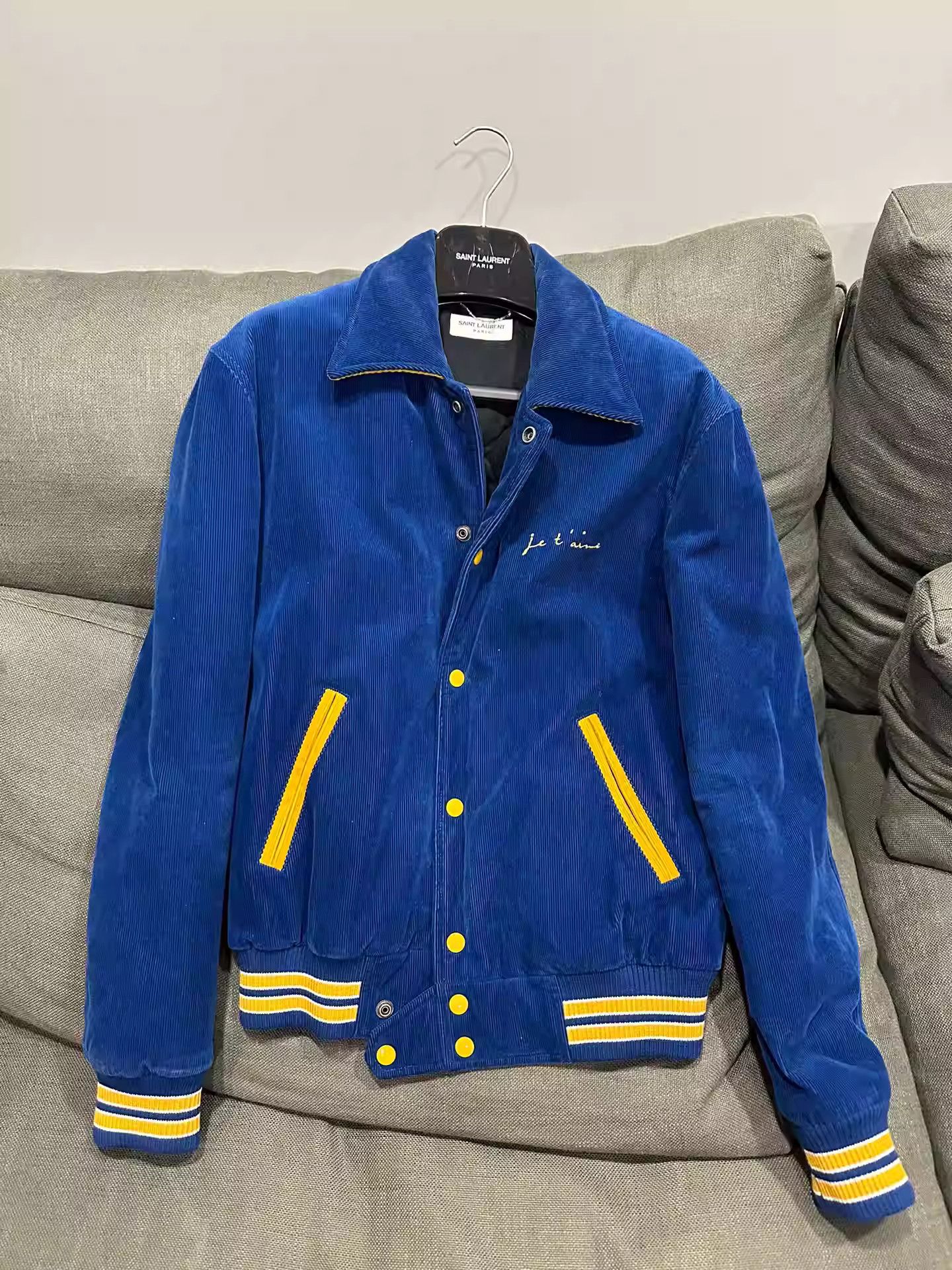 Saint Laurent Blue Corduroy Baseball Jersey