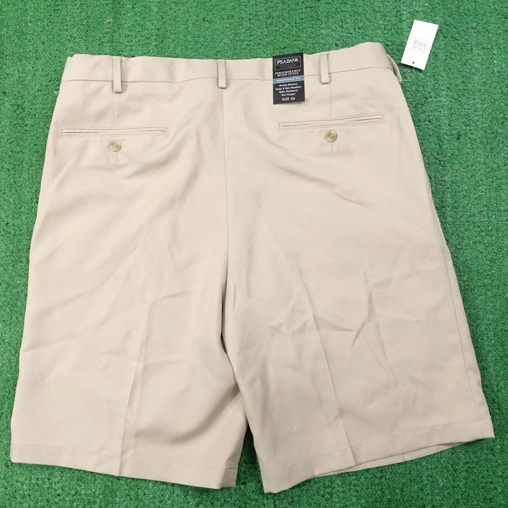 Jos. A. Bank Jos. A. Bank Shorts Mens 36 Beige Chino Wrinkle Resistant Pockets 10 Inseam Regular Travel Casual Size US 36 / EU 52 - 5 Thumbnail