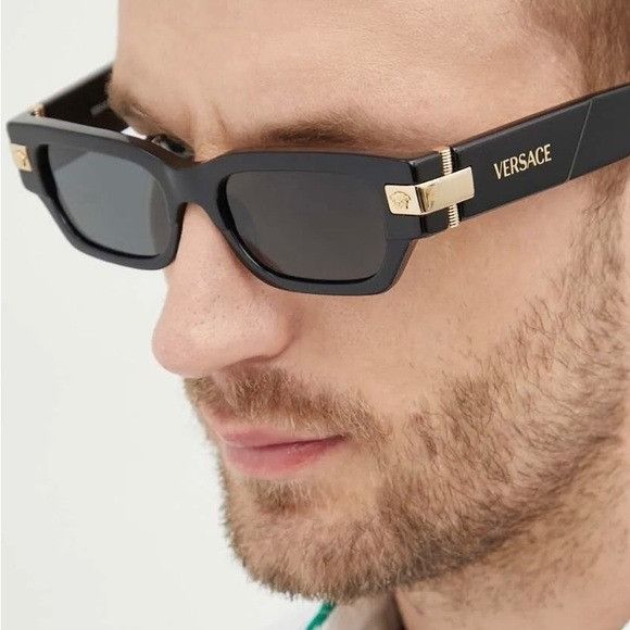 Versace NEW VERSACE VE4465 GB1/87 SQUARE MOD 4465 BLACK VE4465 GB187 Size ONE SIZE - 1 Thumbnail