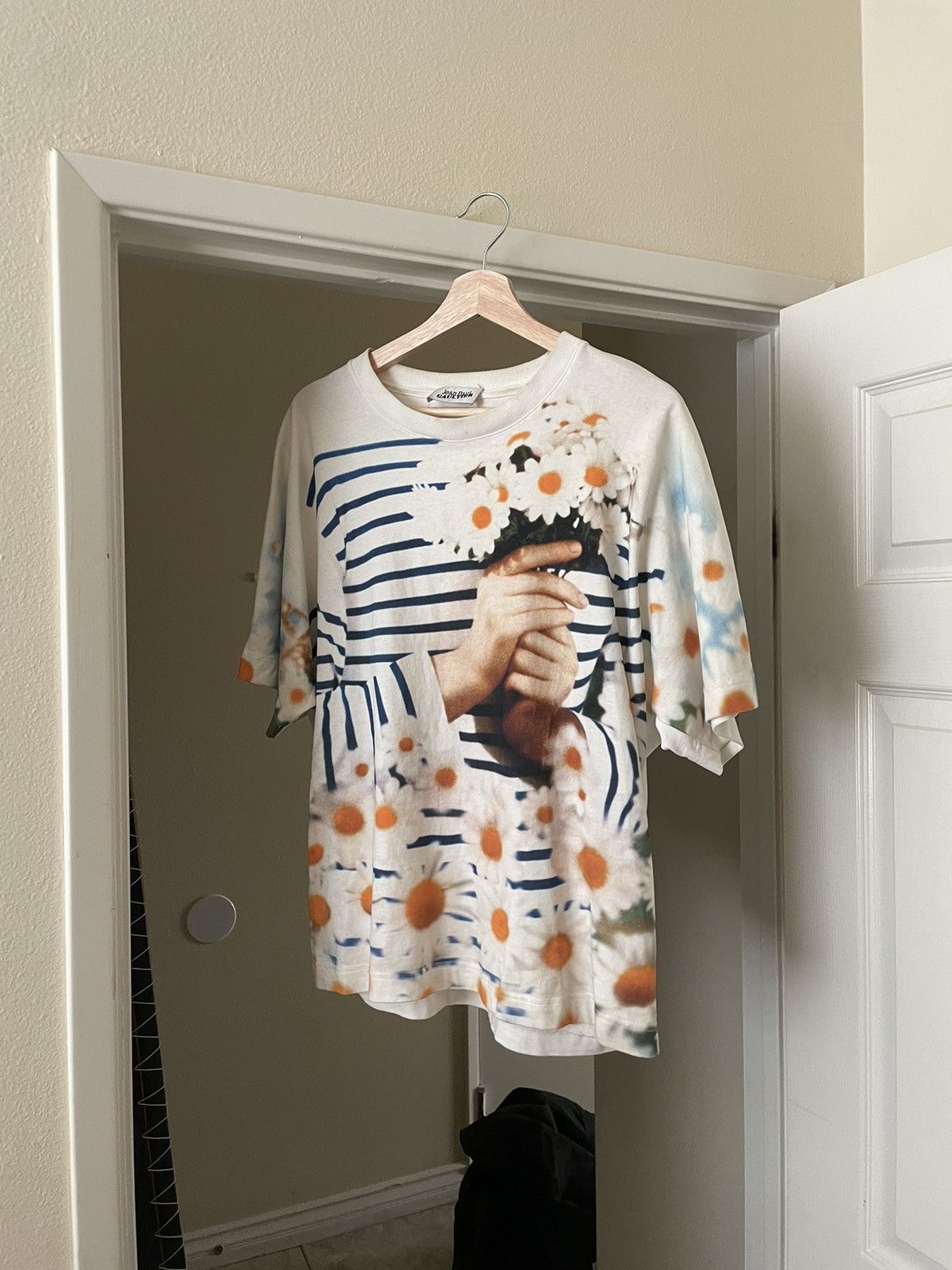 image of Jean Paul Gaultier Jpg Flower Tee in White, Men's (Size Medium)