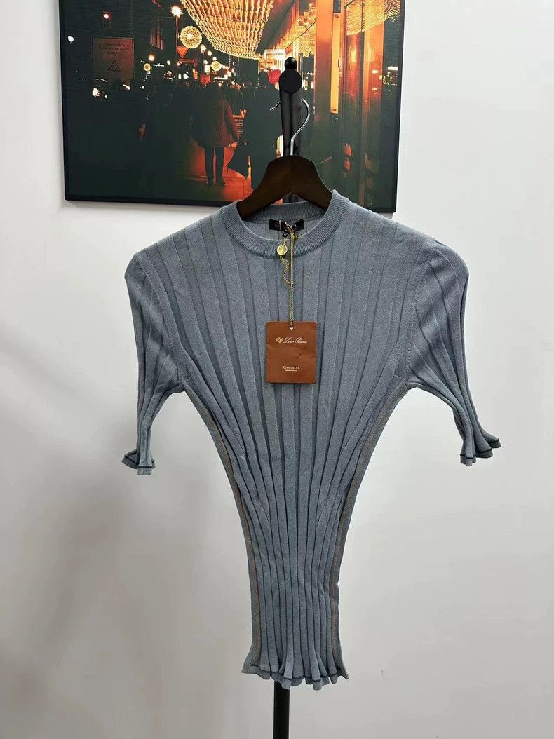 Loro Piana LORO PIANA Smog blue knit sweater Size S / US 4 / IT 40 - 1 Thumbnail