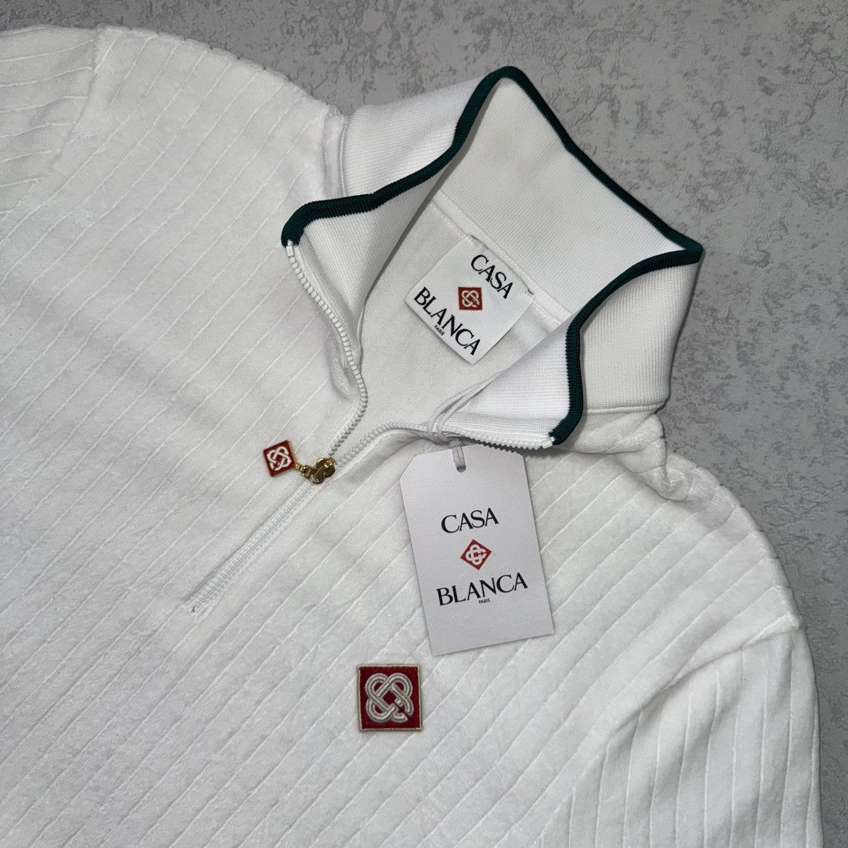 Casablanca Casablanca Velour Ribbed Polo Jersey 1/4 Zip Top Size US M / EU 48-50 / 2 - 8 Thumbnail