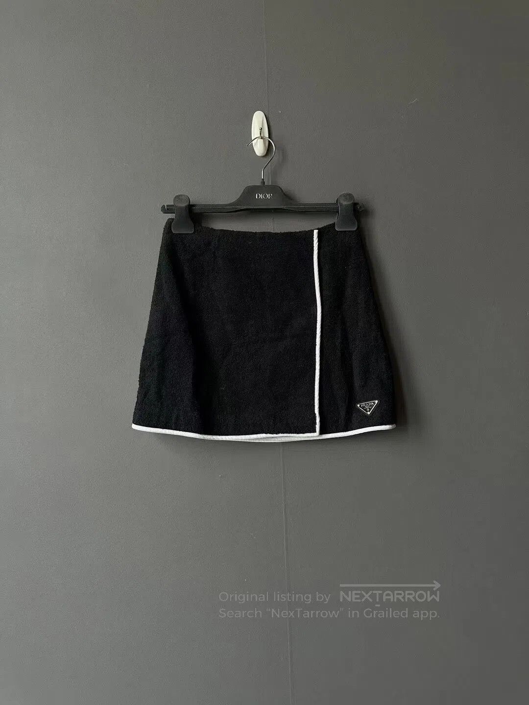 Prada Prada Black White-Trim Terry Short Skirt| Size 37" - 1 Thumbnail