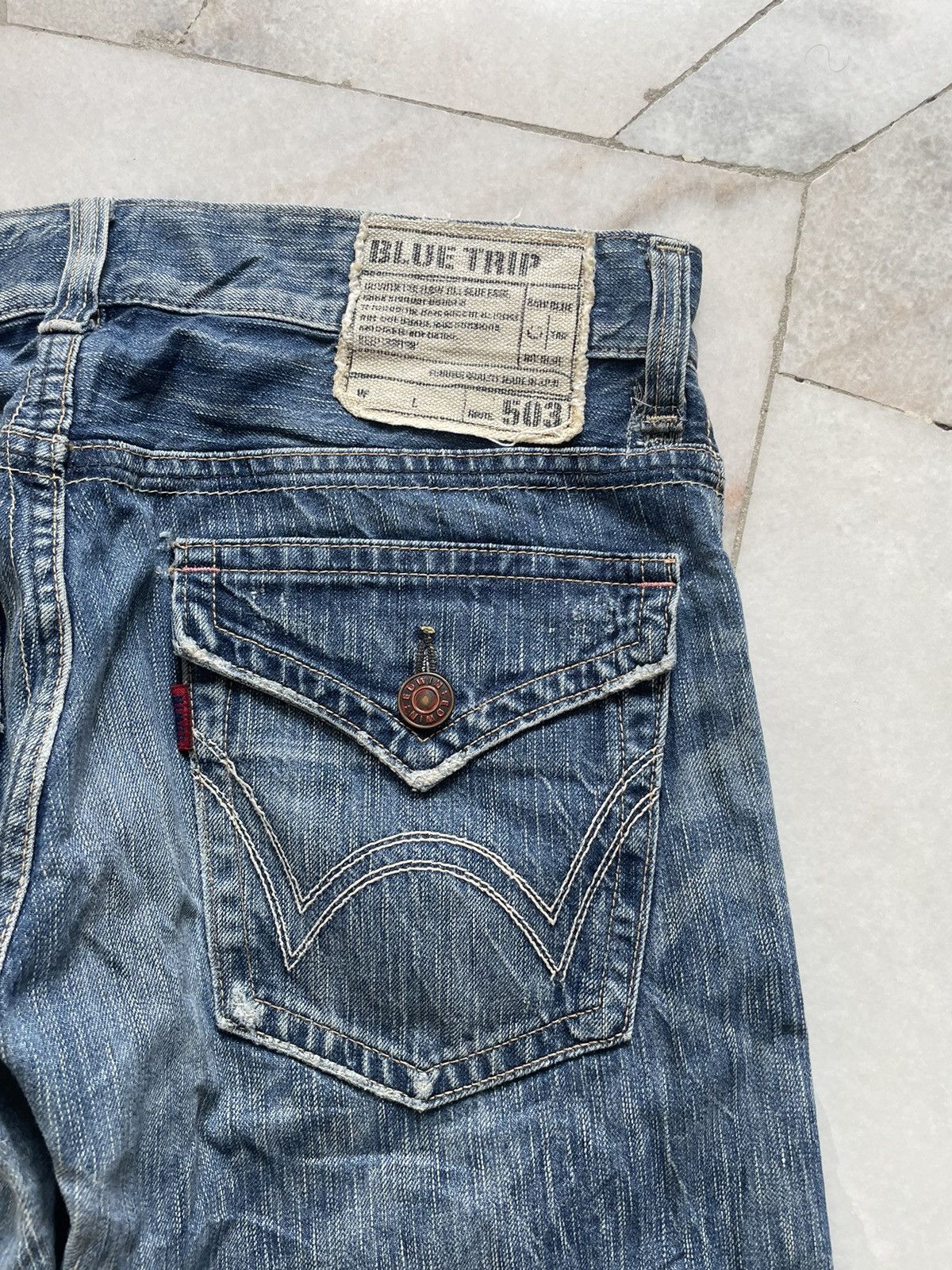 If Six Was Nine Vintage Edwin 503 Bluetrip Flare Jeans Size US 34 / EU 50 - 7 Thumbnail
