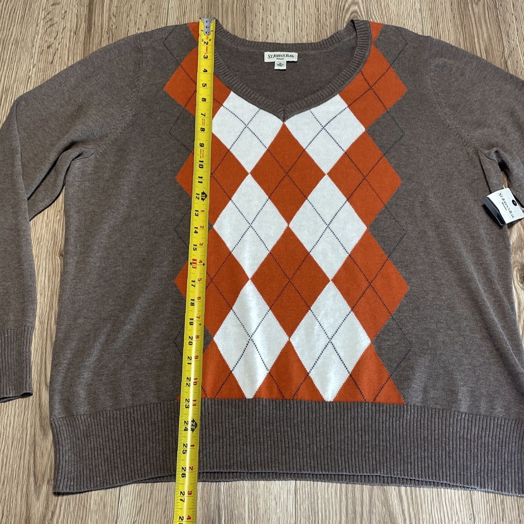 Vintage VINTAGE St. John's Bay Sweater Womens Plus Size 1X Cotton Argyle Pullover V-Neck All Seasons Size XL / US 12-14 / IT 48-50 - 4 Thumbnail