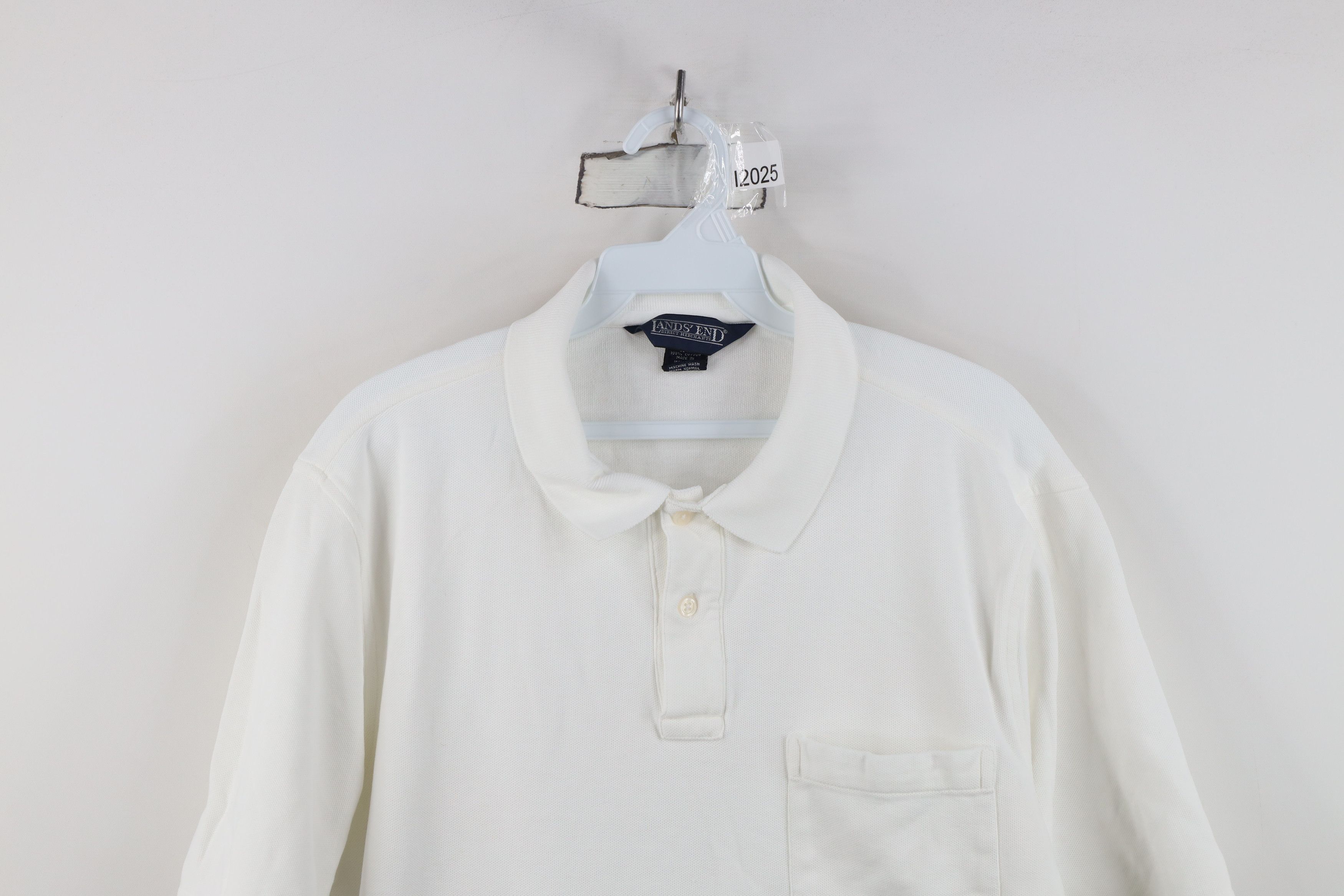 Lands' End Vintage 90s Lands End Knit Collared Golf Polo Shirt White Size US M / EU 48-50 / 2 - 2 Thumbnail