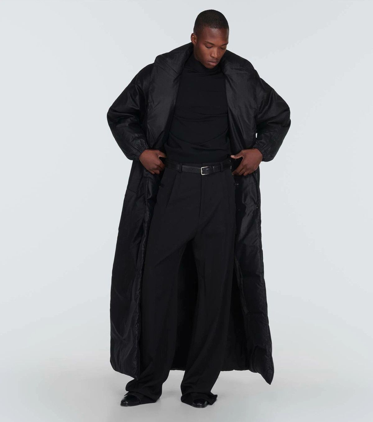 Saint Laurent Paris o1rshd1 Canvas Tech Maxi Coat in Black Size US L / EU 52-54 / 3 - 4 Thumbnail