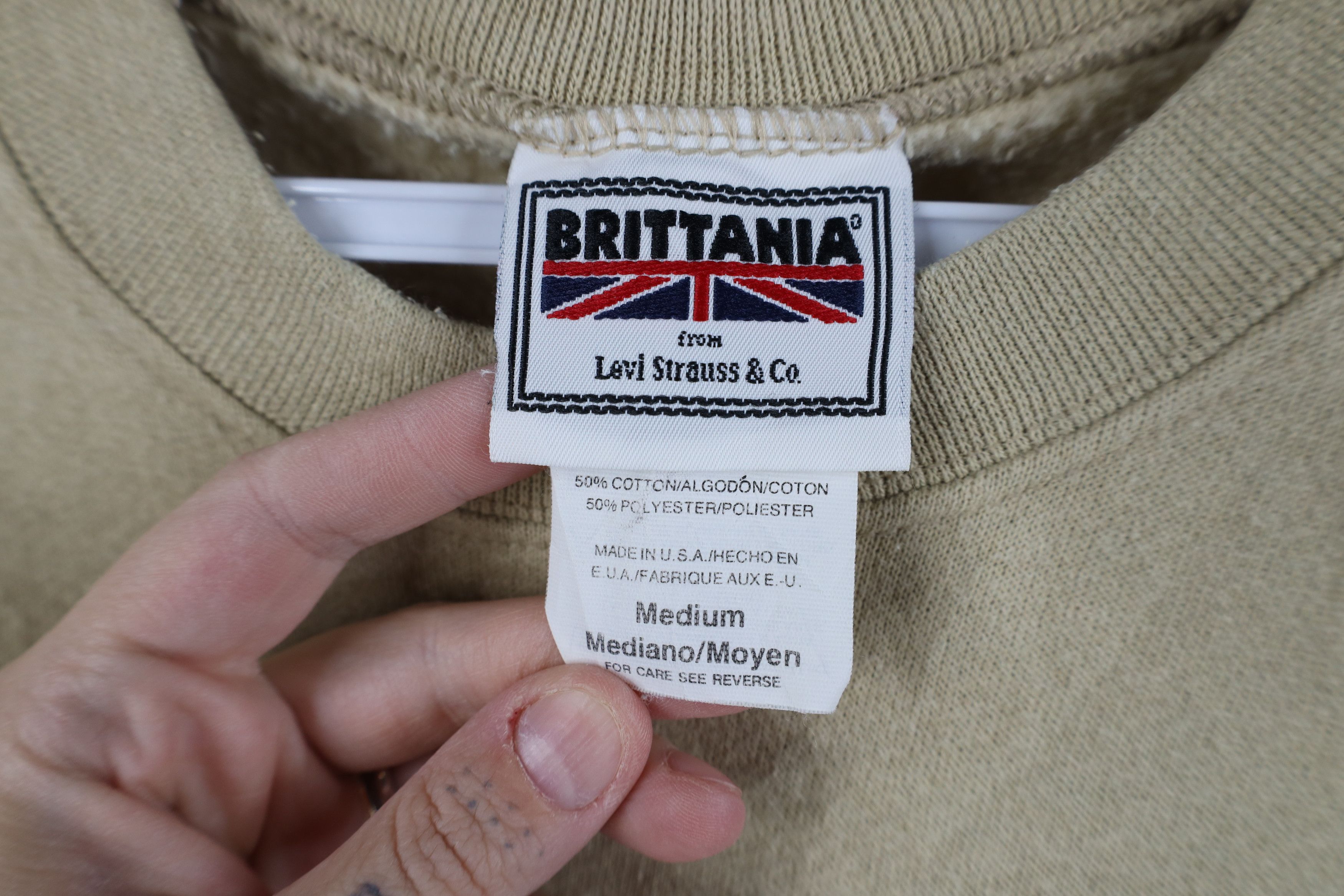 Levi's Vintage 90s Levis Faded Blank Crewneck Sweatshirt Beige USA Size US M / EU 48-50 / 2 - 4 Thumbnail