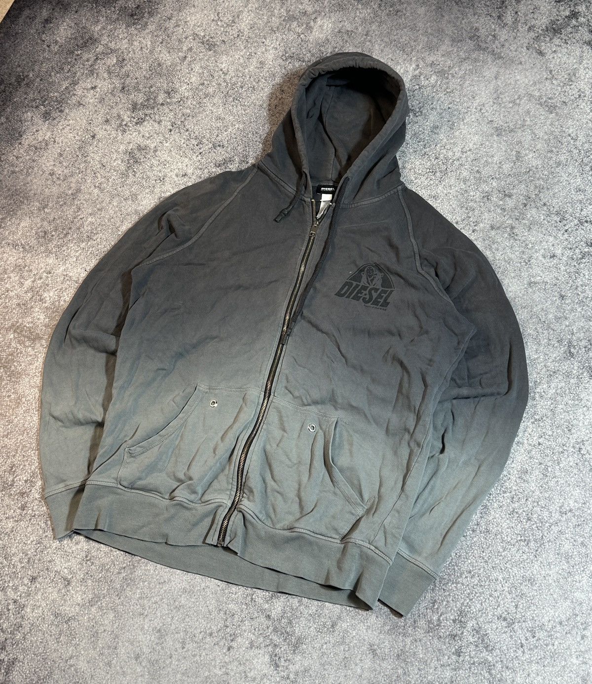 Diesel Vintage Diesel Back Big Logo Zip Up Hoodie Avant Garde Opium Size US XL / EU 56 / 4 - 3 Thumbnail