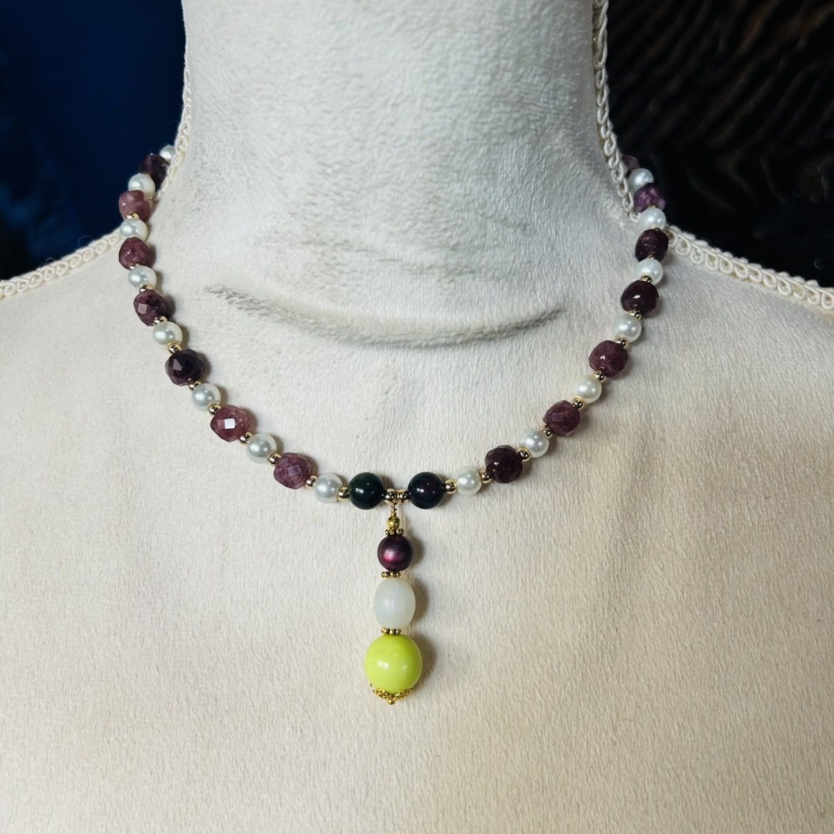 Handmade Handcrafted faceted square cut almandine garnet necklace Size ONE SIZE - 2 Thumbnail