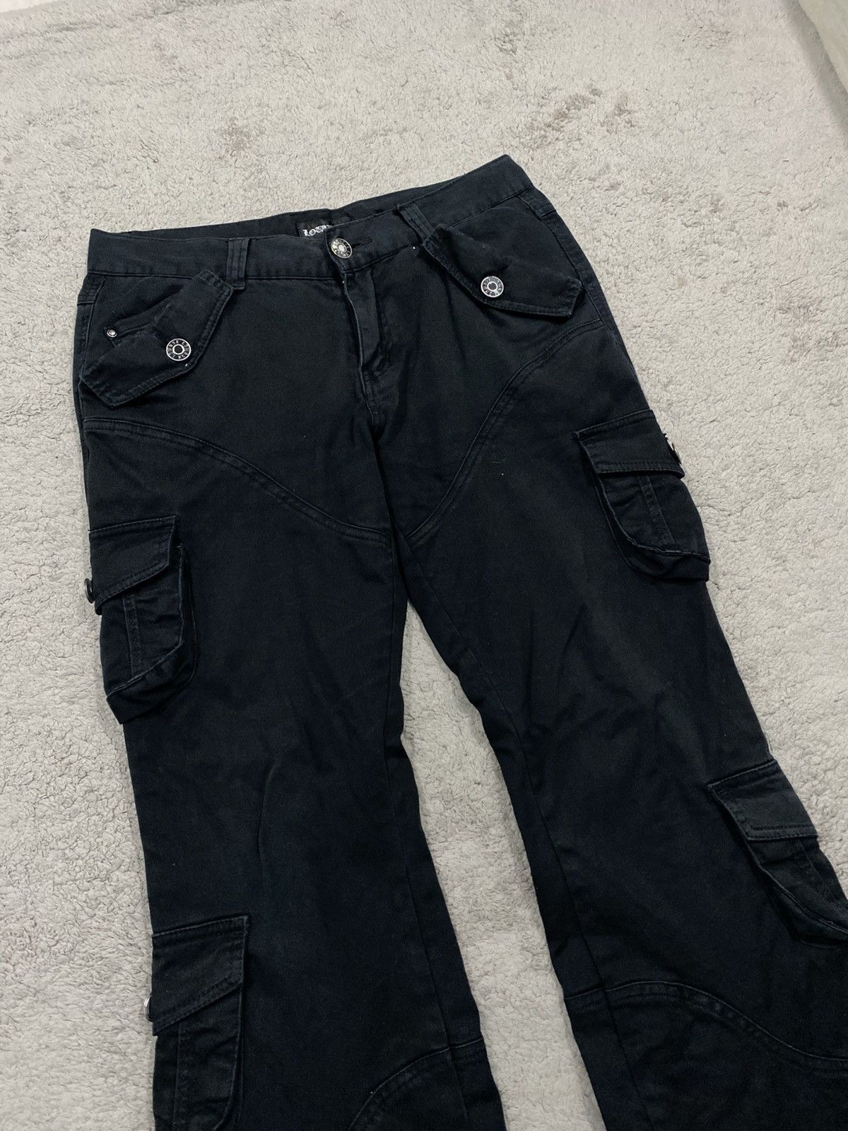 Japanese Brand LowBox Black Cargo Multipocket Flared Pants LGB Style Size US 32 / EU 48 - 6 Thumbnail