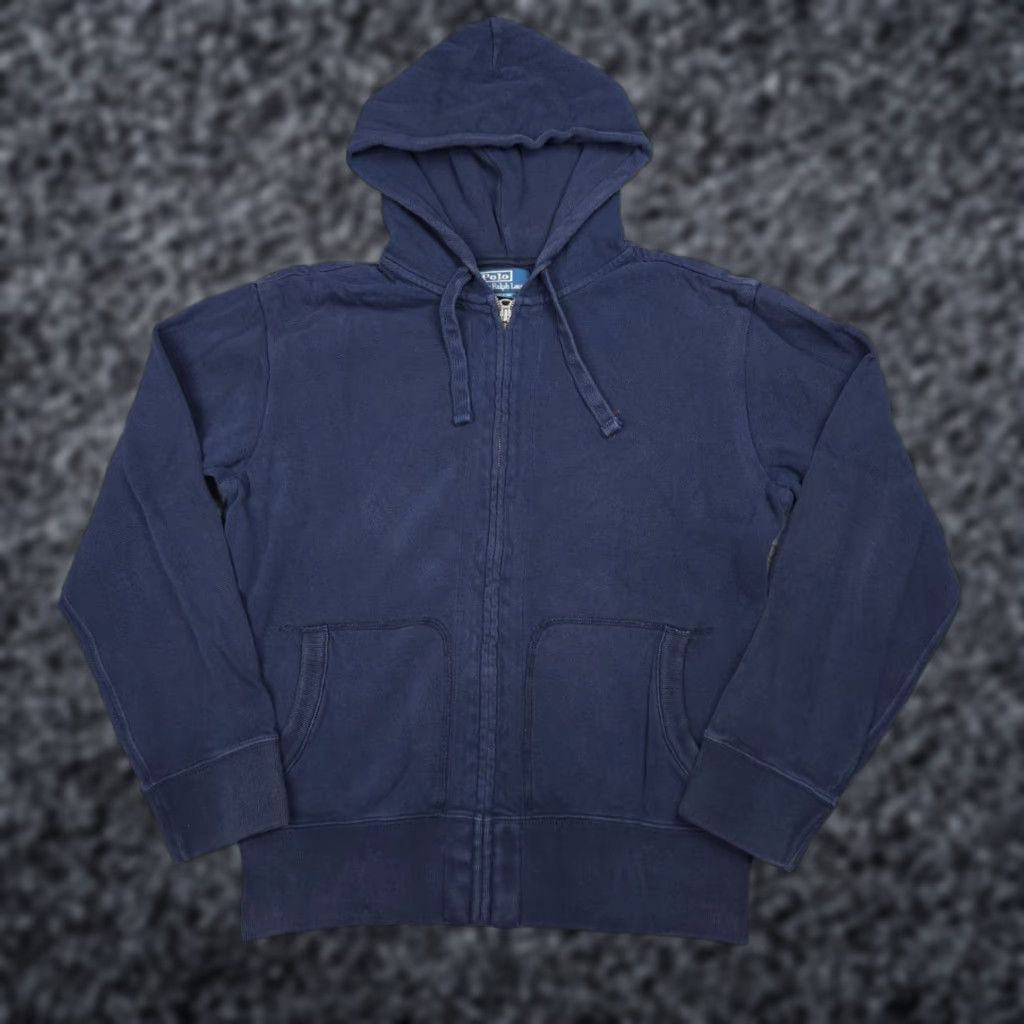 Polo Ralph Lauren VINTAGE Polo Ralph Lauren Full Zip Hoodie Mens Medium Blue Faded Size US M / EU 48-50 / 2 - 1 Thumbnail