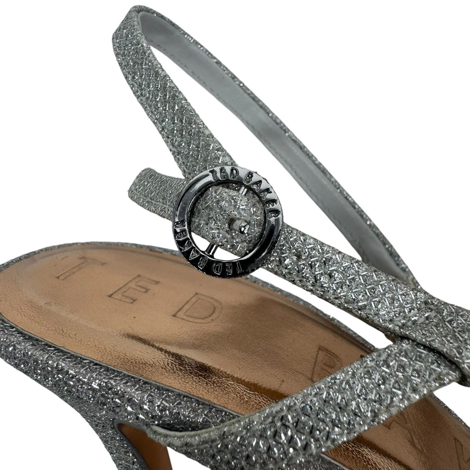 Ted Baker NEW Ted Baker Theanam Leather Metallic Glitter Pumps Silver Size US 10 / IT 40 - 9 Thumbnail