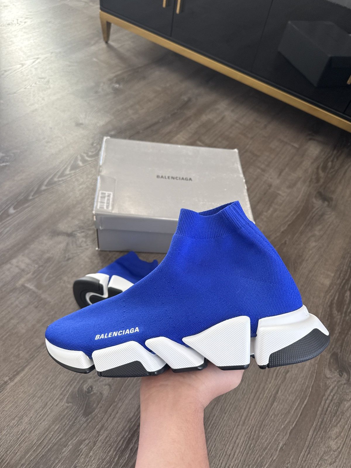 Balenciaga Balenciaga Dark Blue Speed Trainers Size US 13 / EU 46 - 2 Thumbnail