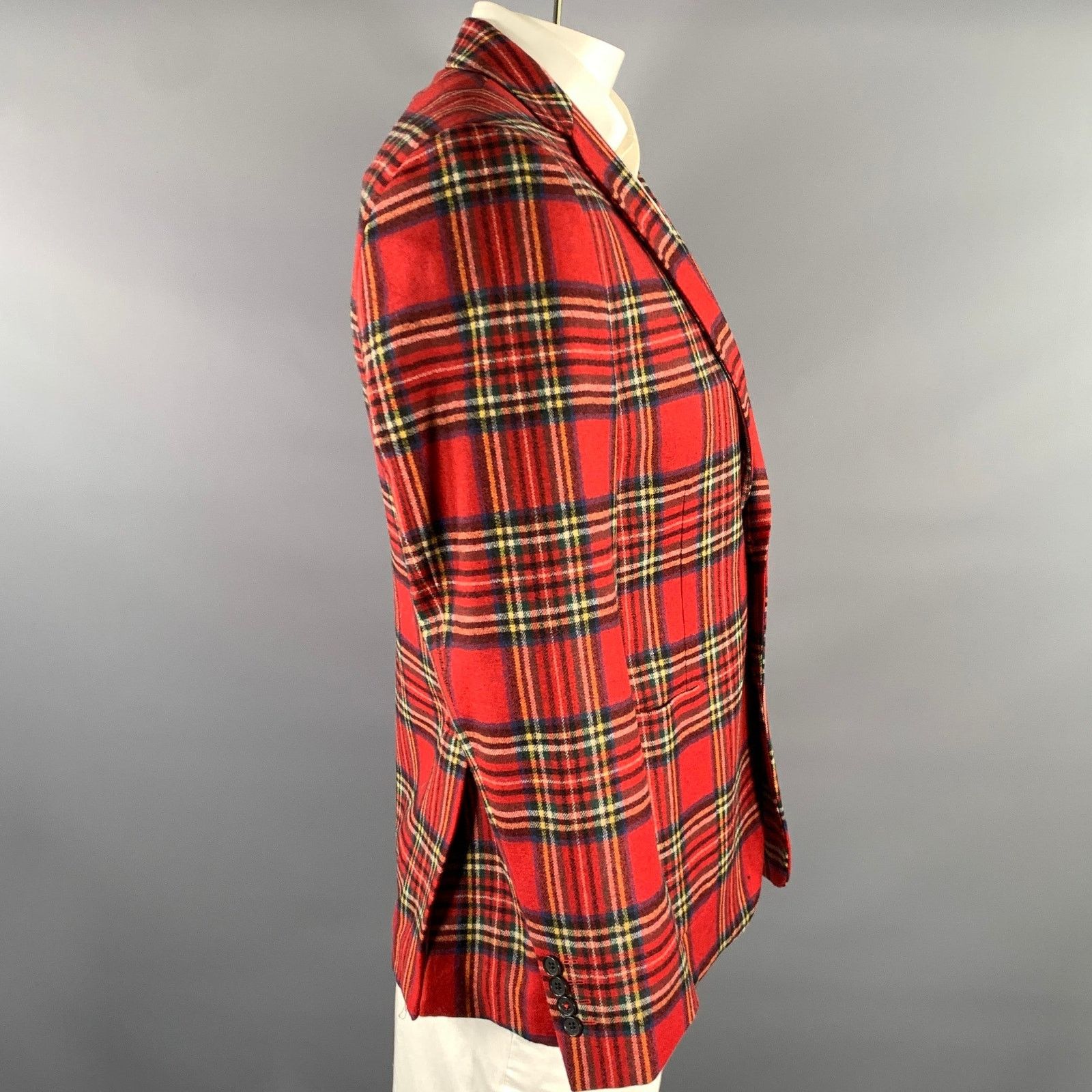 Brooks Brothers BROOKS BROTHERS Size 42 Red Tartan Wool Blend Sport Coat Size 42R - 3 Thumbnail