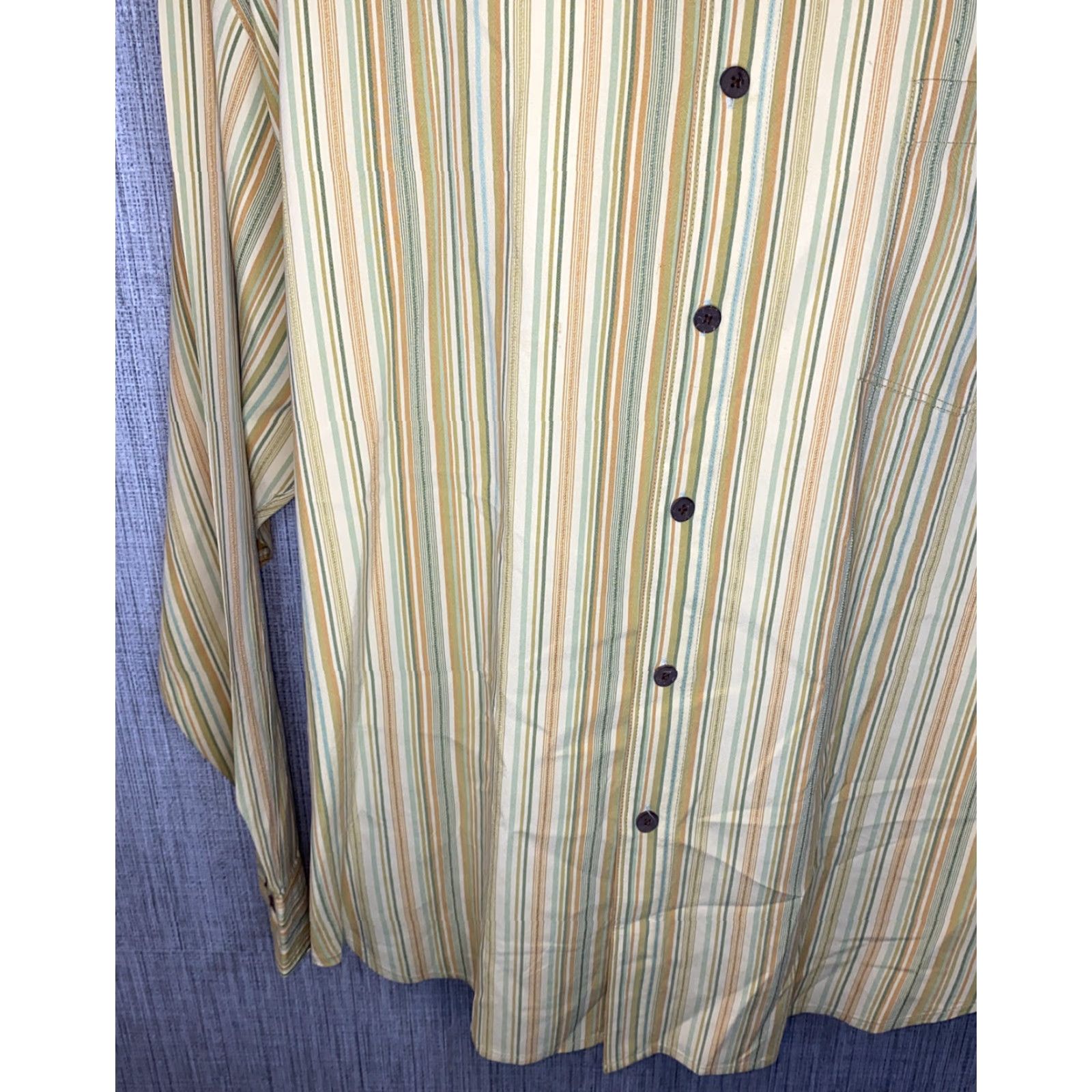 Tommy Bahama Tommy Bahama Shirt XL Men Yellow Striped Silk Long Sleeve Button-Up Collared Regular Size Type Size XL Size US XL / EU 56 / 4 - 4 Thumbnail