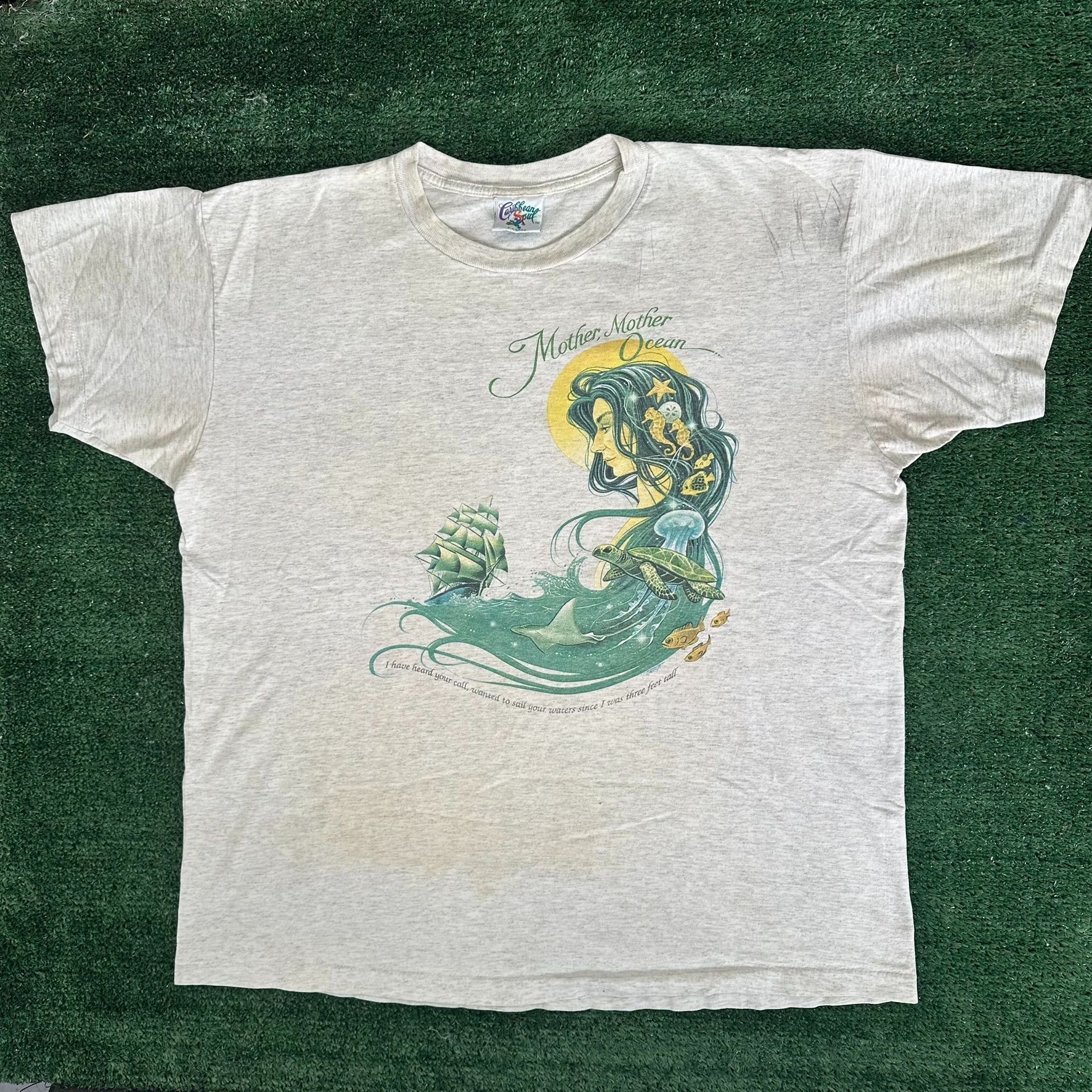 Vintage Vintage 90s Jimmy Buffett Mother Ocean T-Shirt Pirate Nautic Size US XL / EU 56 / 4 - 1 Thumbnail