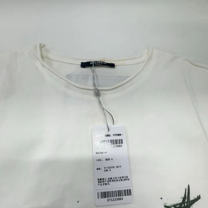 Balmain Balmain White Graphic Short Sleeve T-Shirt -2507 Size S / US 4 / IT 40 - 4 Thumbnail