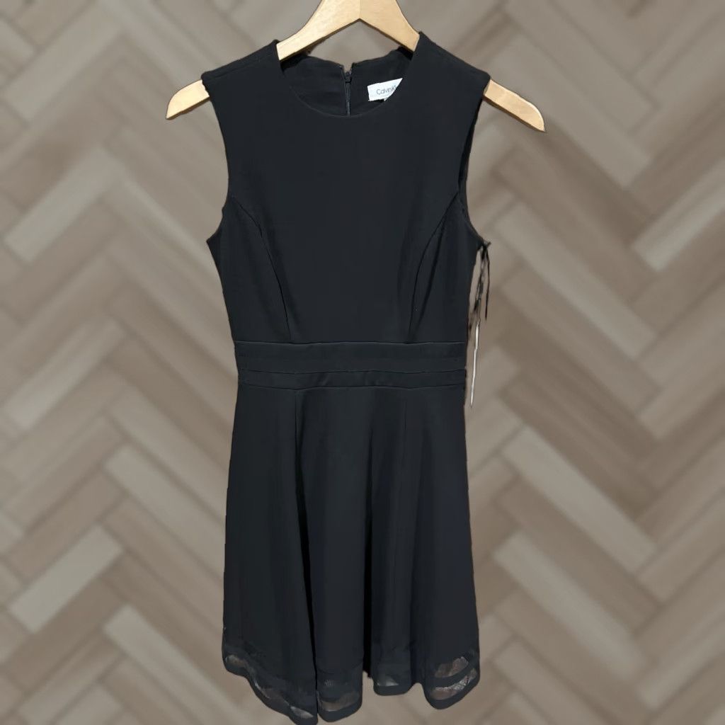 Calvin Klein Calvin Klein NWT Womens 2 Black Sleeveless Dress Career Casual Work Party/Cocktail Fit & Flare Size XS / US 0-2 / IT 36-38 - 1 Thumbnail
