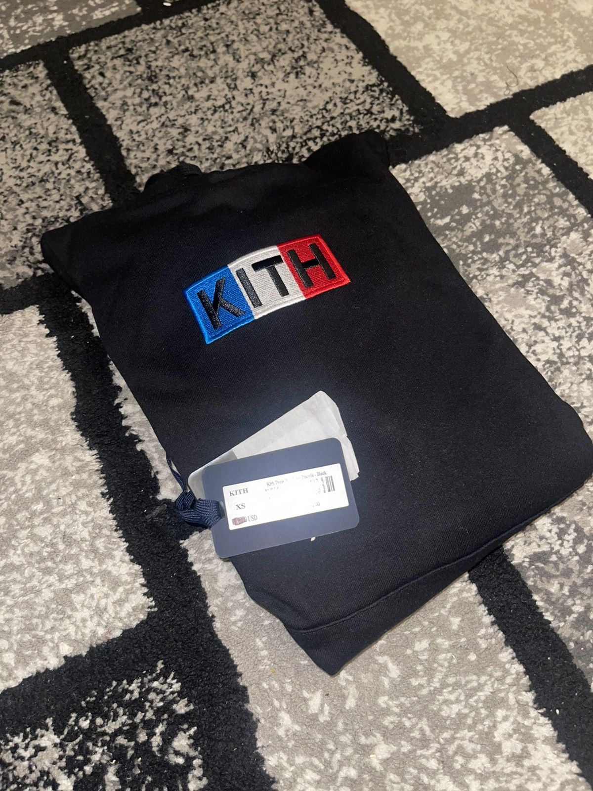 Image of Kith Paris Box Logo Hoodie Xs Black, Men's