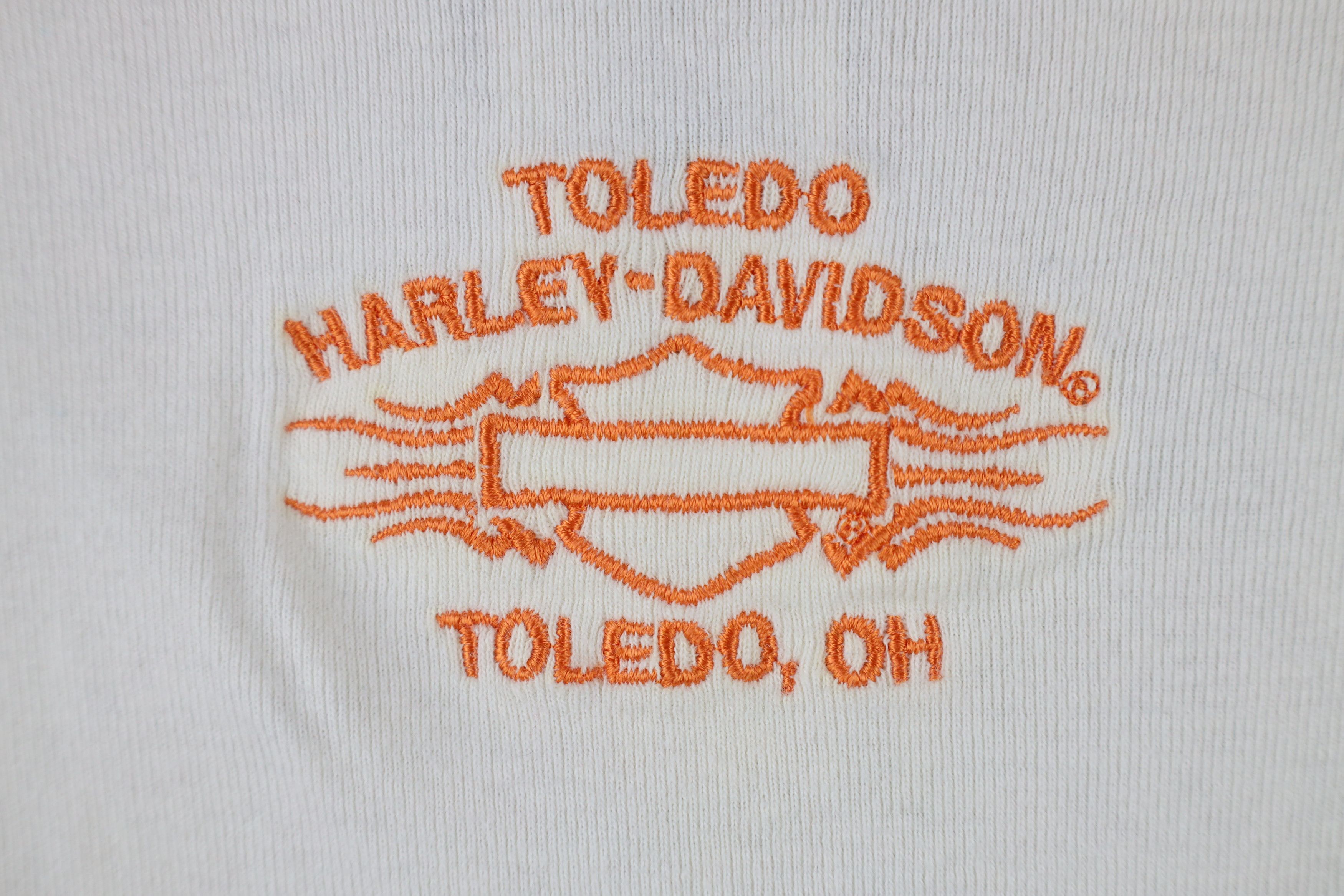 Harley Davidson × Vintage Vintage Y2K Harley Davidson Ribbed Knit Henley T-Shirt Cream Size XXL / US 16-18 / IT 52-54 - 11 Thumbnail