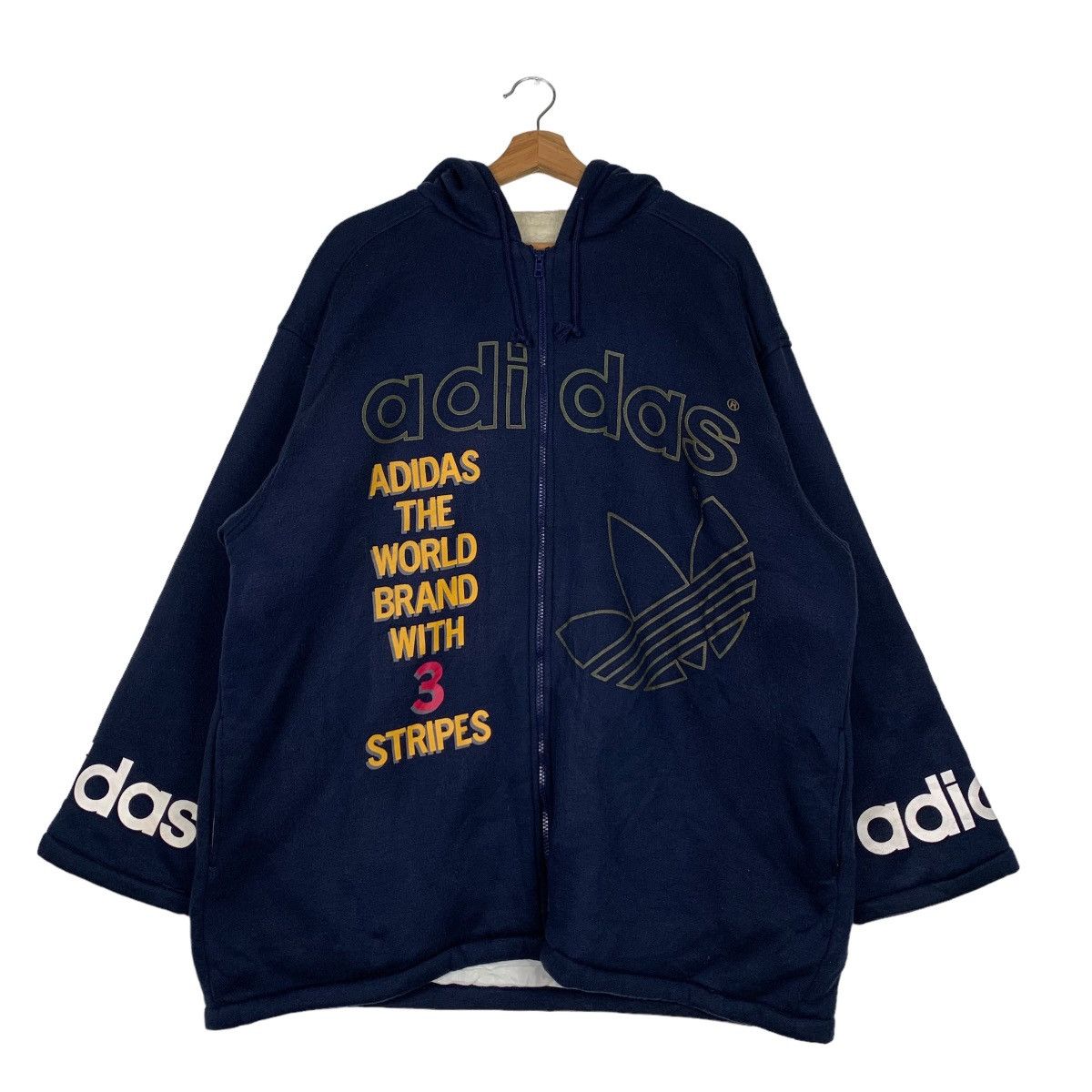 Adidas ADIDAS TREFOIL BIG LOGO SHERPA HODDIES #0183-C9 Size US S / EU 44-46 / 1 - 1 Thumbnail