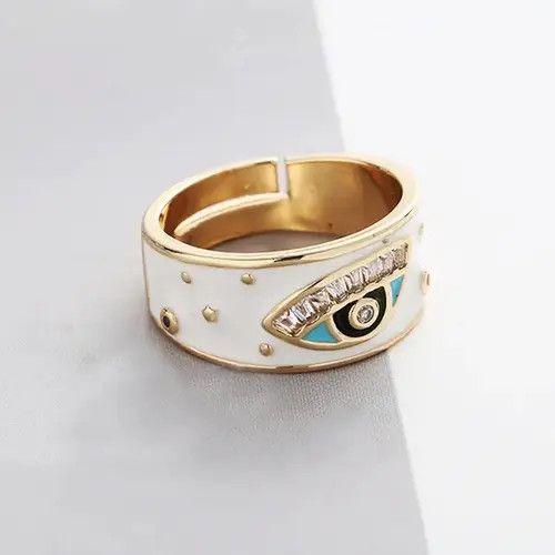 Japanese Brand × Jewelry × Vintage Creative Handmade Charming Enamel Heart Ring Eye y2k Size ONE SIZE - 1 Thumbnail