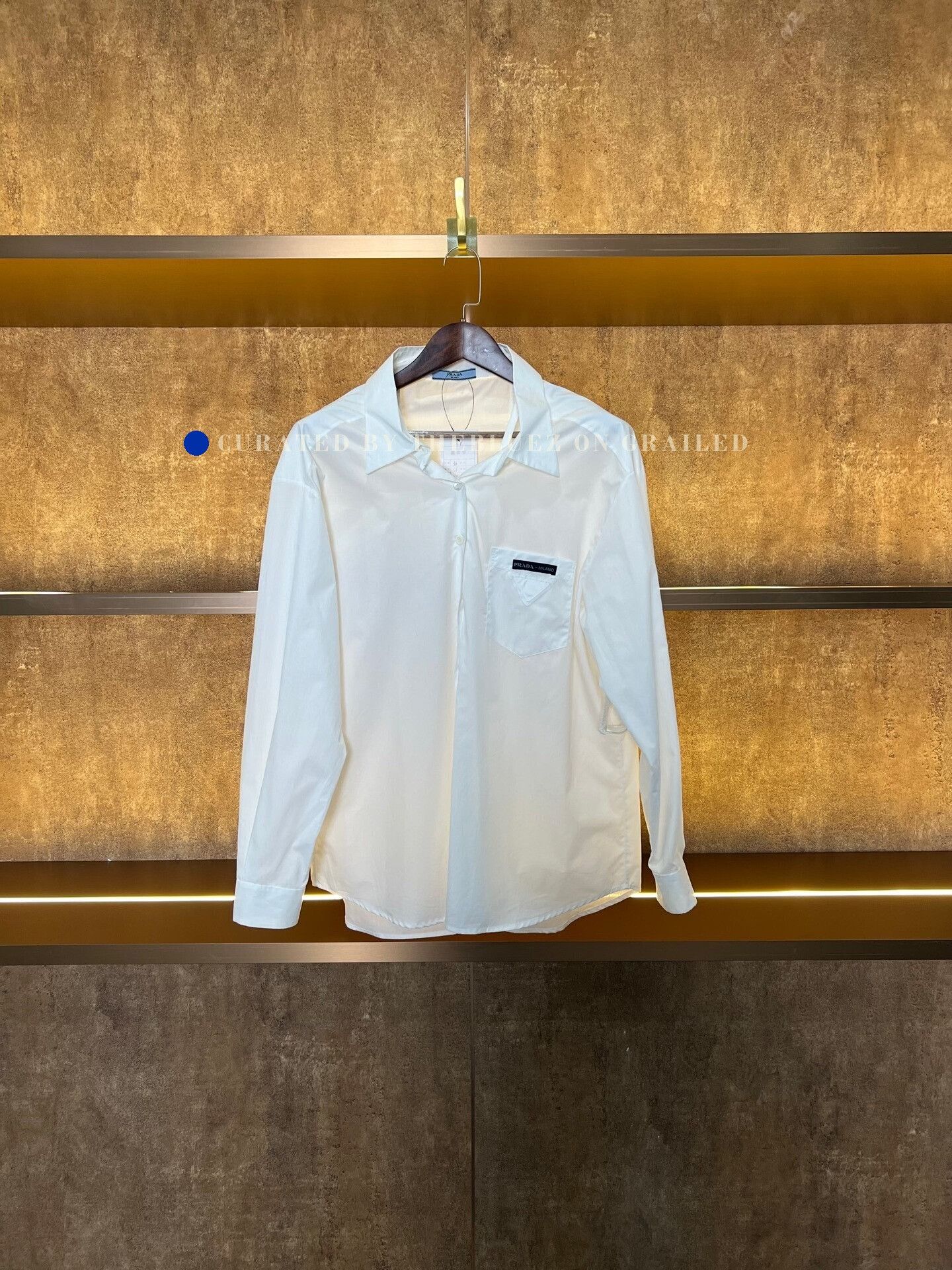 Prada Prada White Cotton Triangle Logo Shirt Size XS / US 0-2 / IT 36-38 - 1 Thumbnail