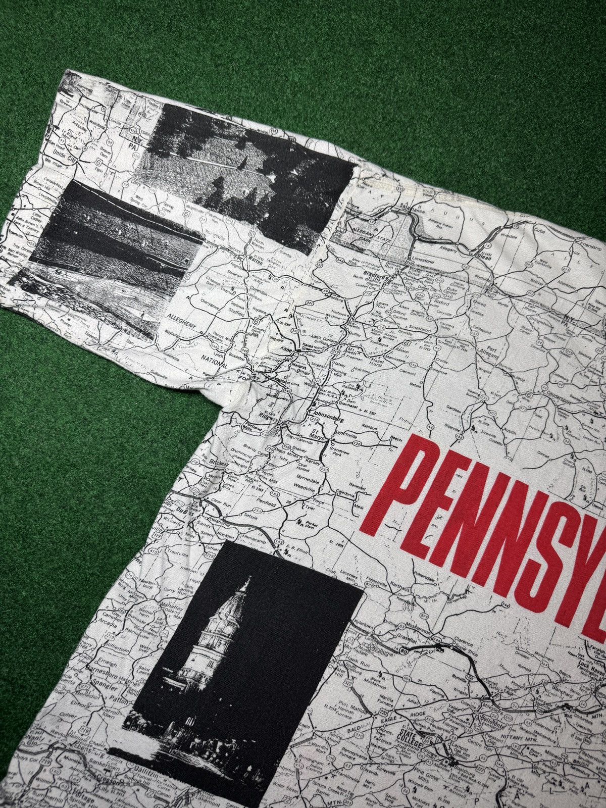 Vintage Pennslyvania Keystone State AOP Map XL/XXL 25x28 T Shirt Size US XL / EU 56 / 4 - 4 Thumbnail