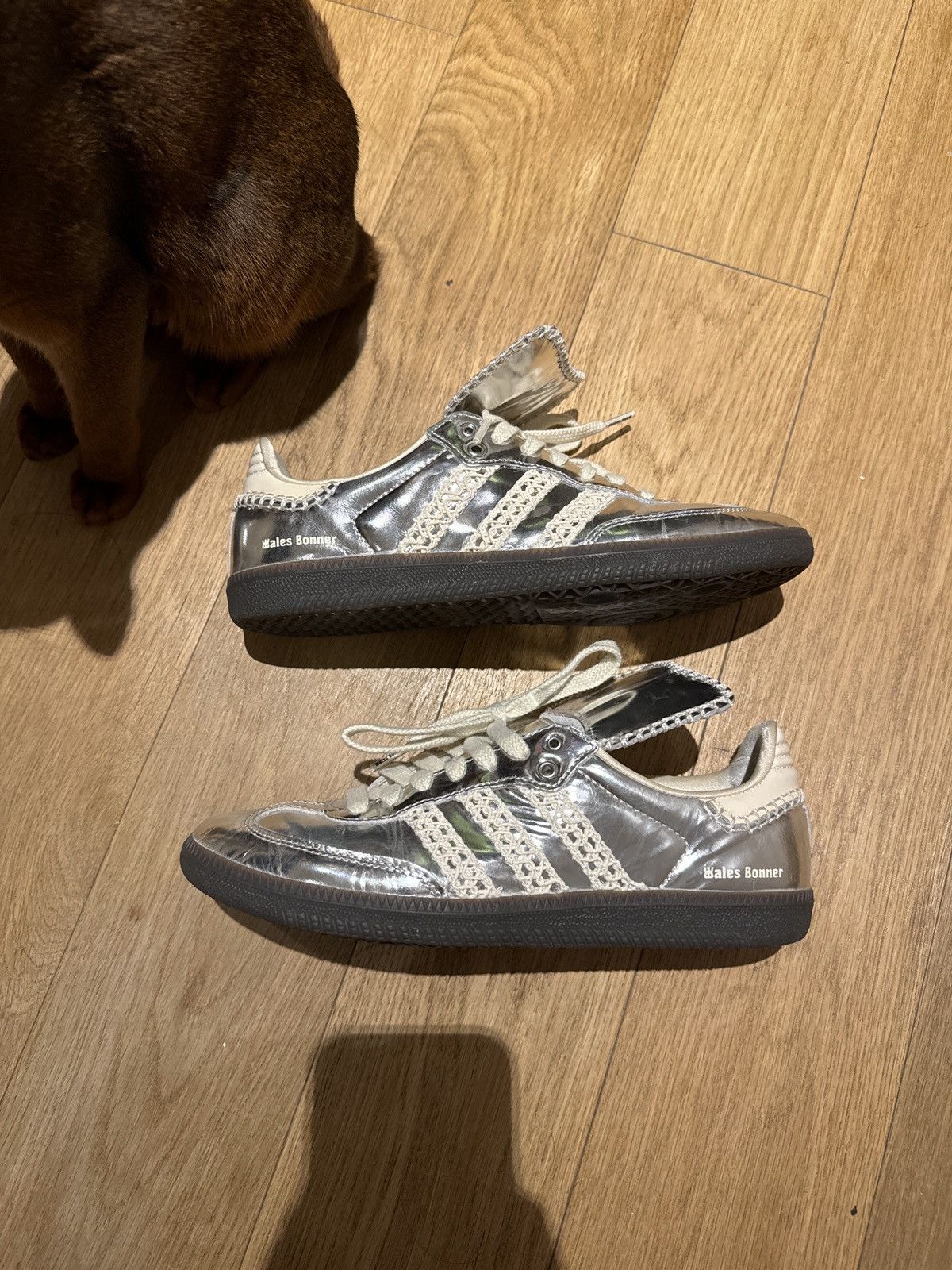 image of Adidas Wales Bonner Silver Sambas Shoes, Men's (Size 7)