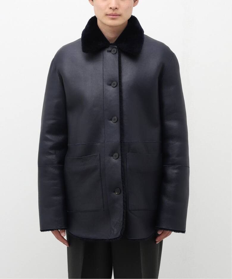 Jil Sander o1loc1c0426 Reversible Shearling Jacket in Dark Blue Size US L / EU 52-54 / 3 - 1 Thumbnail