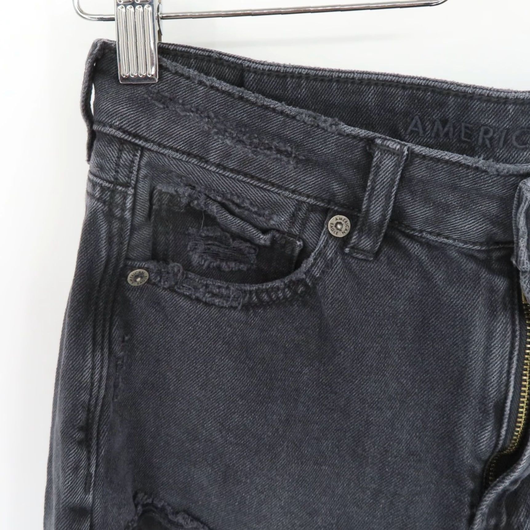 American Eagle Outfitters American Eagle Womens 4 Comfort Stretch Black Distressed Destroyed Denim Jeans Size 27" / US 4 / IT 40 - 3 Thumbnail