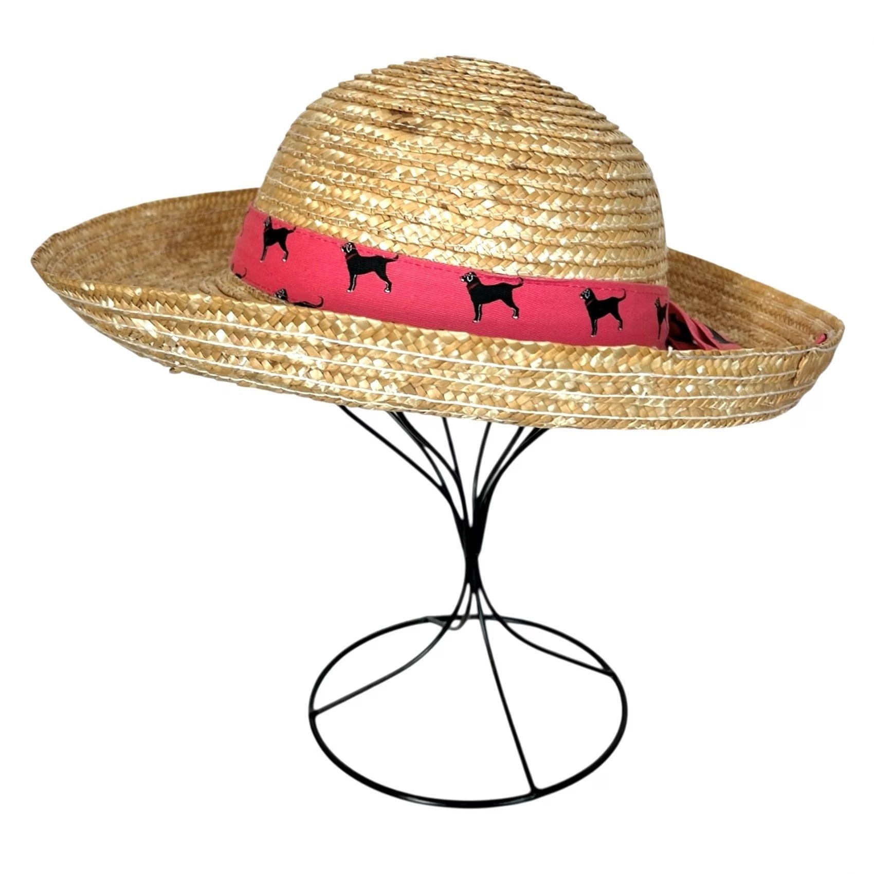 Pinko The Black Dog Straw Hat Derby Sun Beige Pink Ribbon Band Bow Womens One Size Size ONE SIZE - 2 Thumbnail