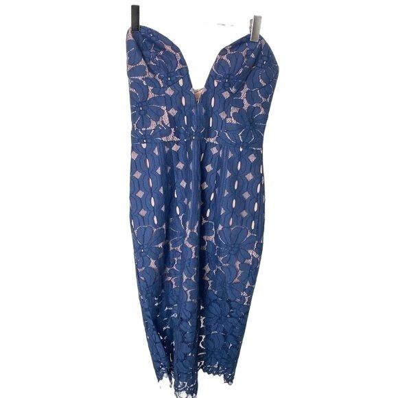Other Stylestalker Cassia Strapless Lace Midi Dress Nightfall Navy Size XS / US 0-2 / IT 36-38 - 6 Thumbnail