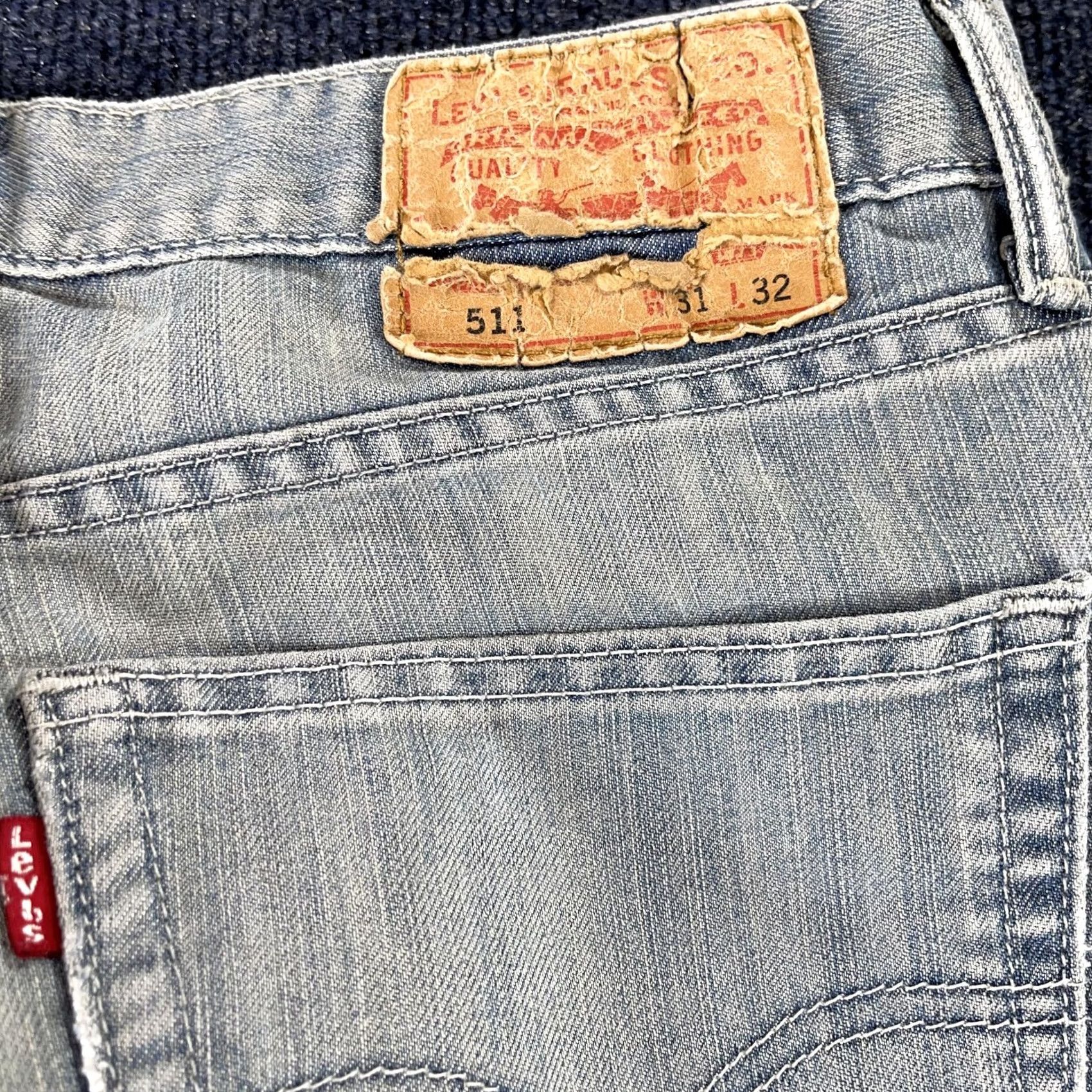 Levi's Levi's 511 Jeans Mens 31x30 Light Wash Blue Denim Slim Straight Casual Fit Size US 31 - 2 Thumbnail