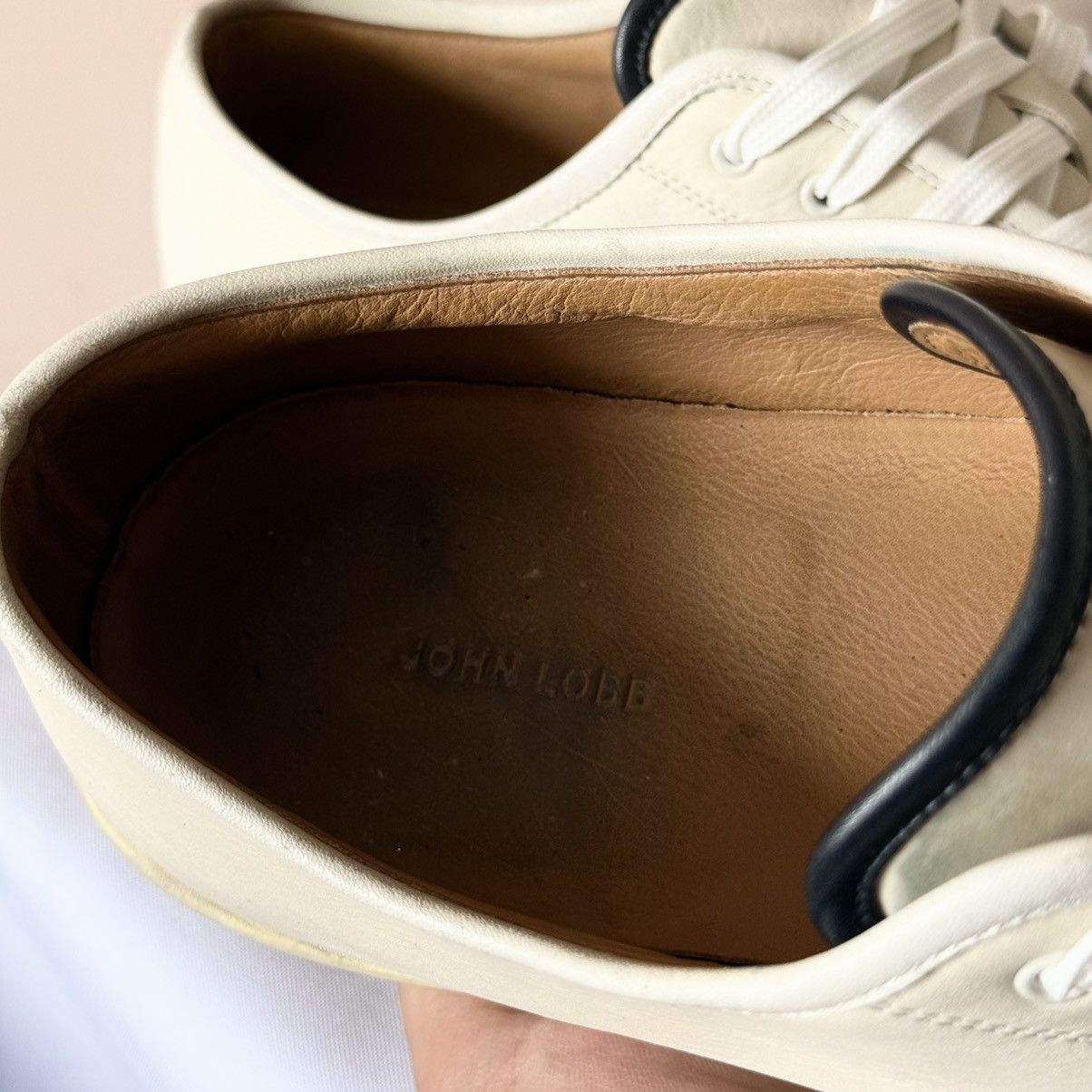 John Lobb John Lobb Levah Chalk Low Leather Sneakers Shoes Size US 8.5 / EU 41-42 - 12 Thumbnail