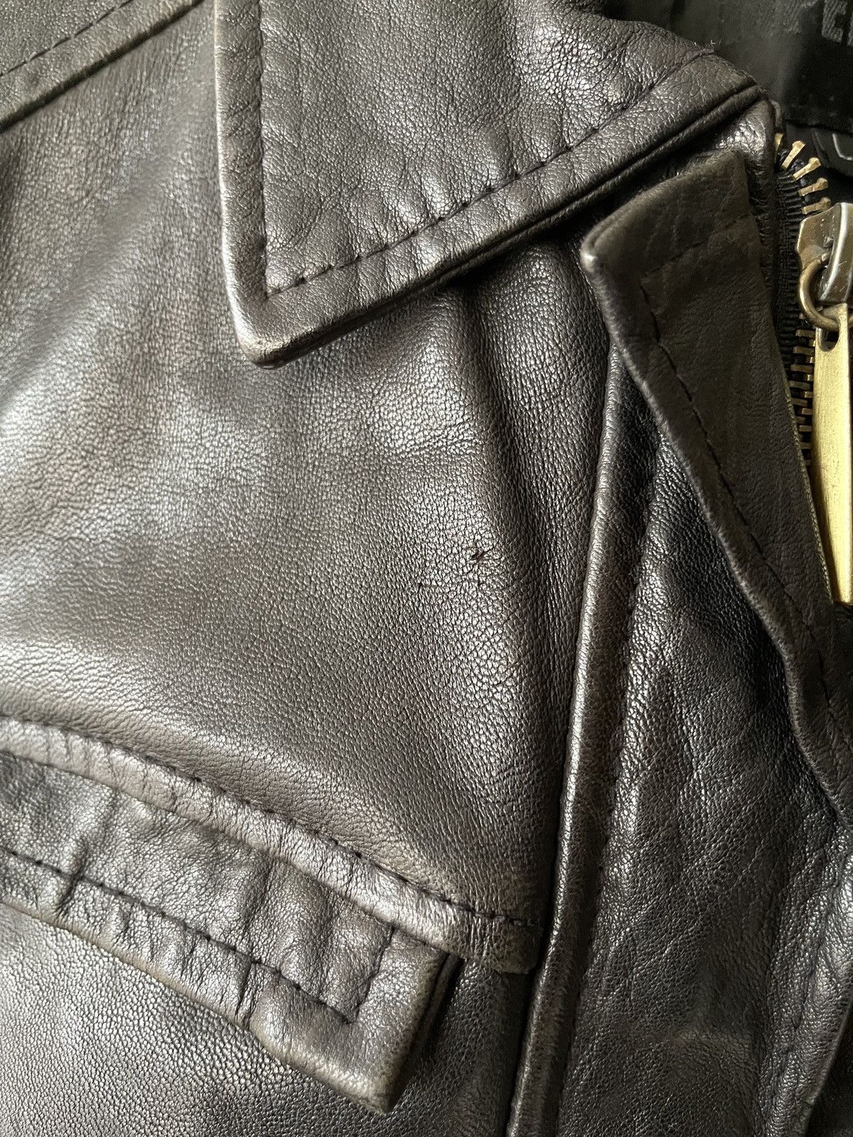 Imperial Vintage IMPERIAL Cropped Black Leather Bomber Jacket Italy Size S / US 4 / IT 40 - 5 Thumbnail